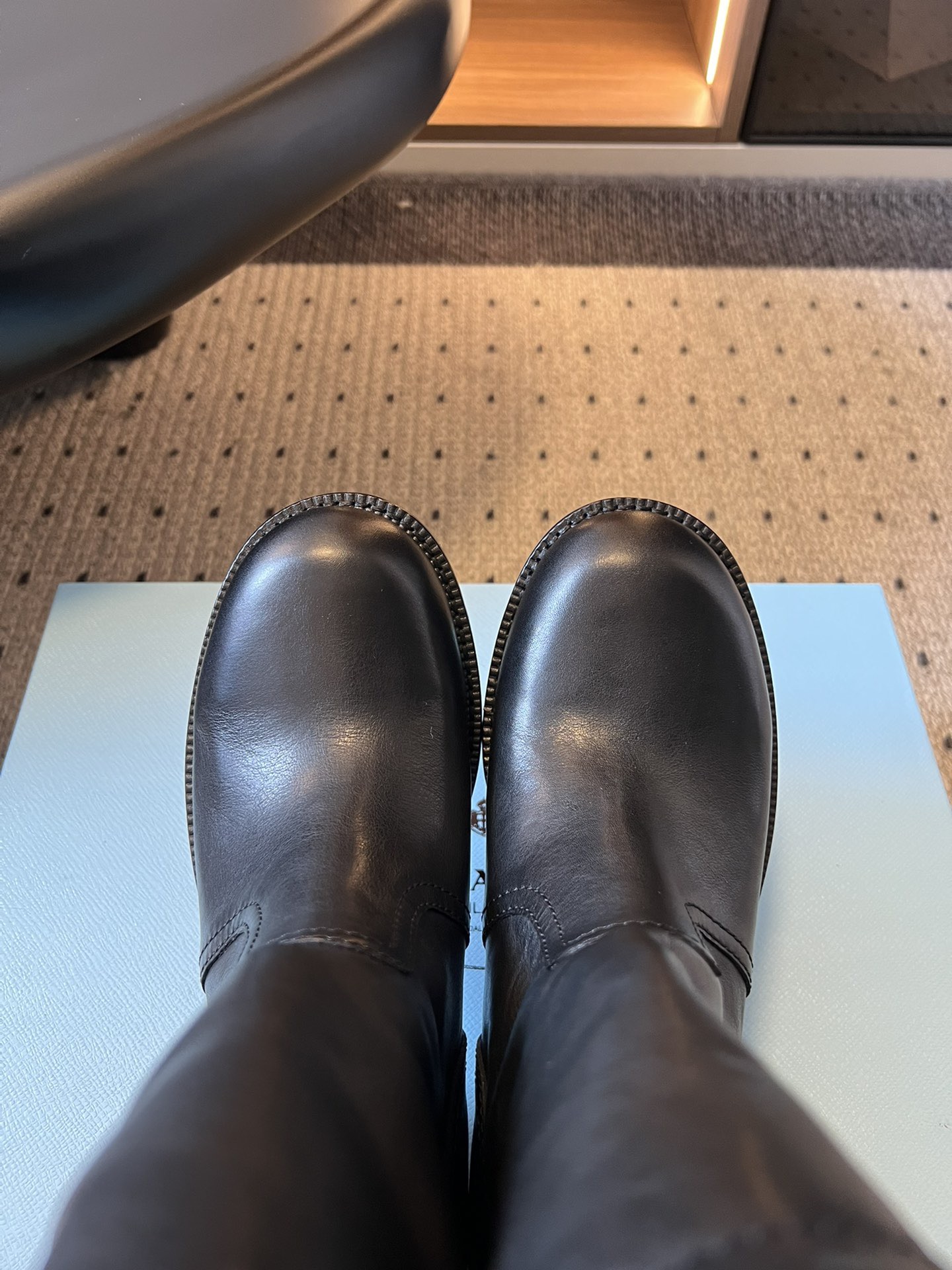 Prada 프라다 Prada 프라다 여성 레더 미들 라이딩 부츠 10