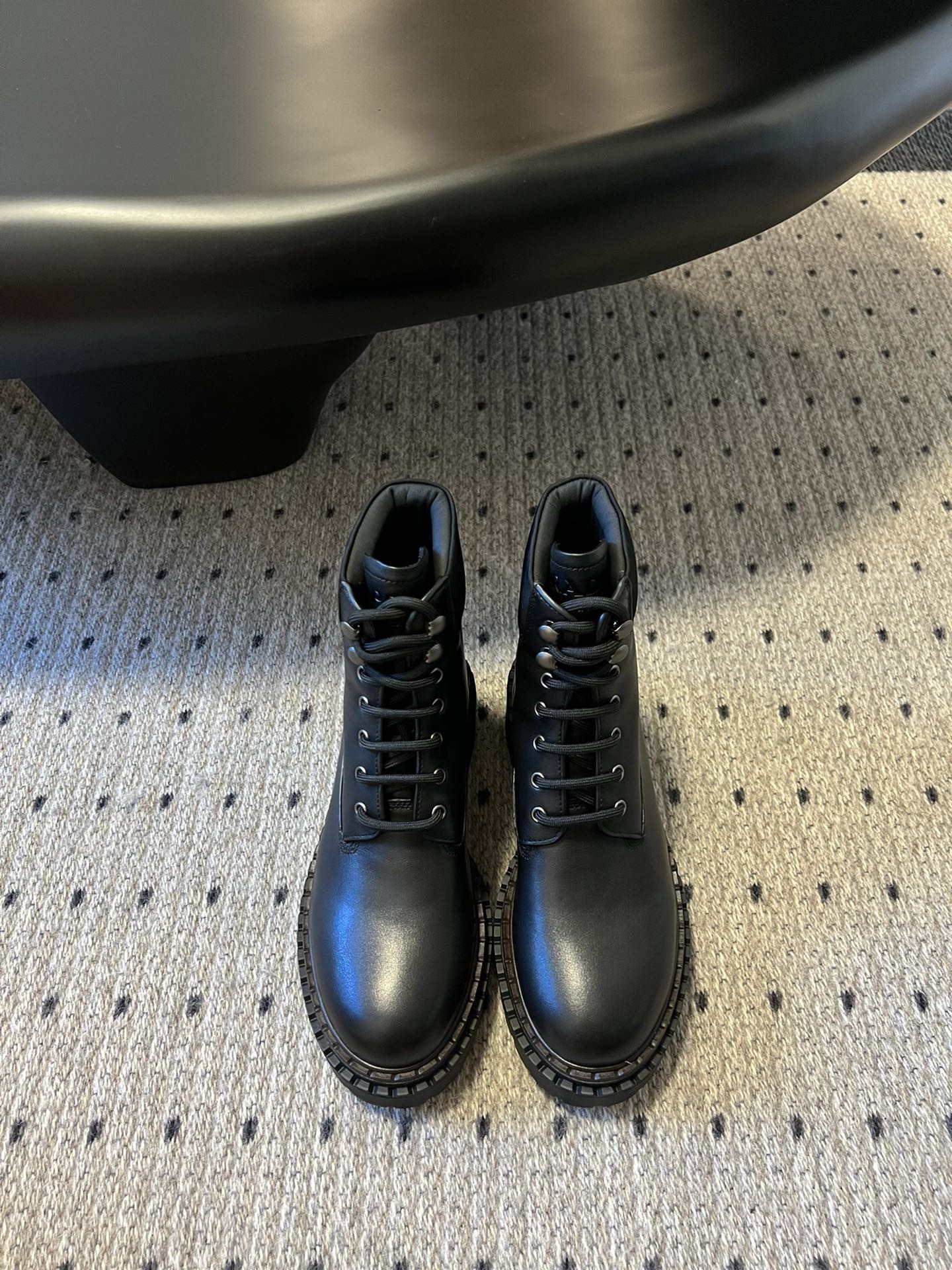 PRADA 프라다 플랫폼 레더 레이스업 앵클부츠 4