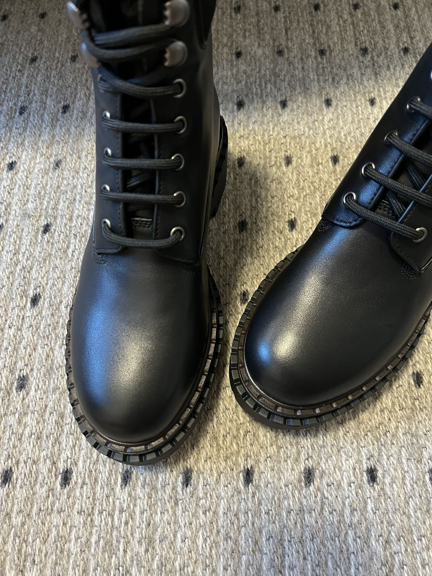 PRADA 프라다 플랫폼 레더 레이스업 앵클부츠 6