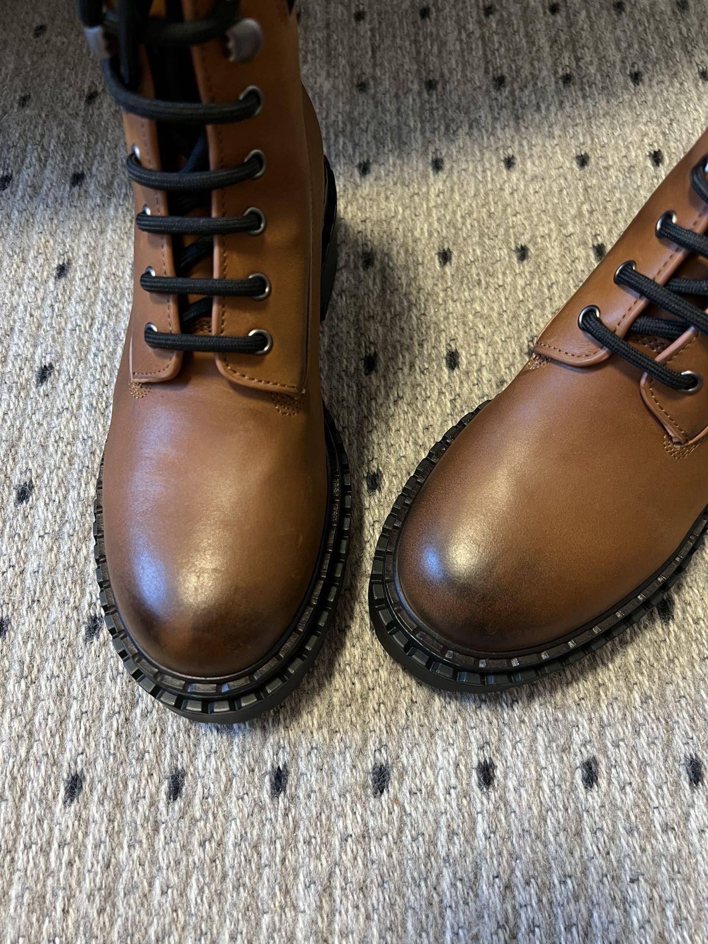 PRADA 프라다 플랫폼 레더 레이스업 앵클부츠 6