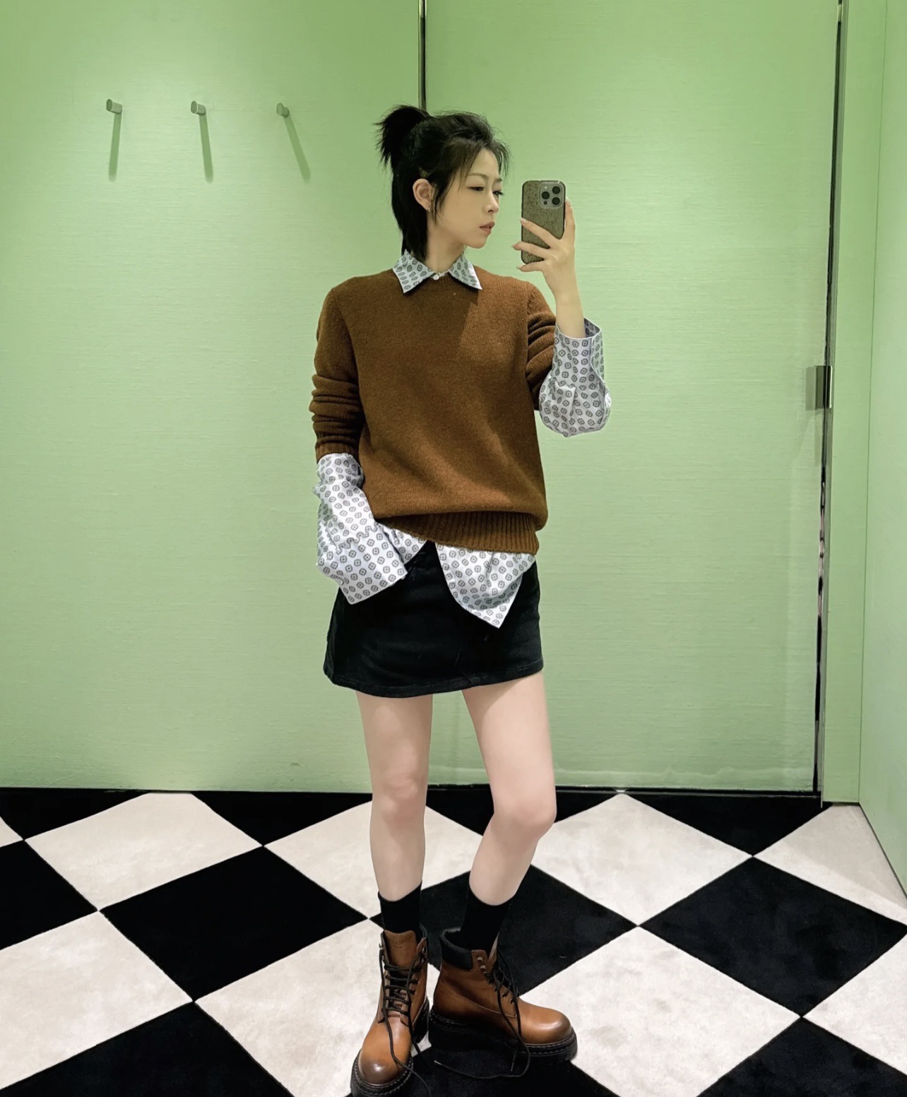 PRADA 프라다 플랫폼 레더 레이스업 앵클부츠 3