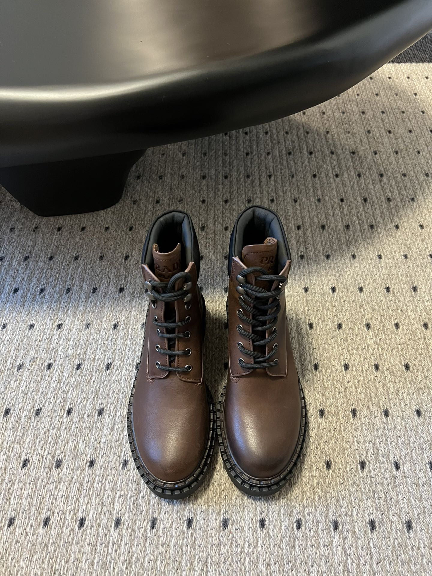 PRADA 프라다 플랫폼 레더 레이스업 앵클부츠 4