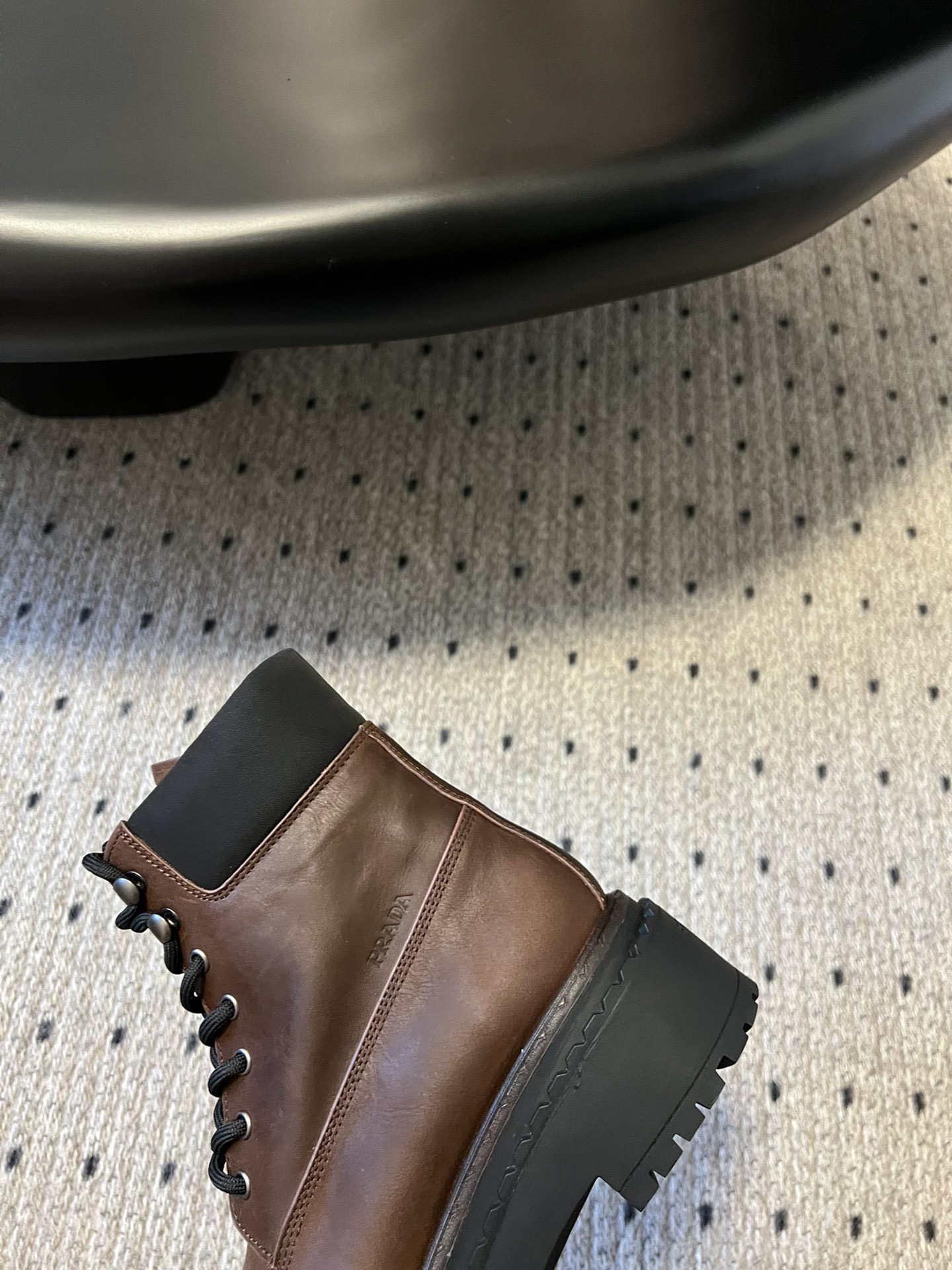 PRADA 프라다 플랫폼 레더 레이스업 앵클부츠 7