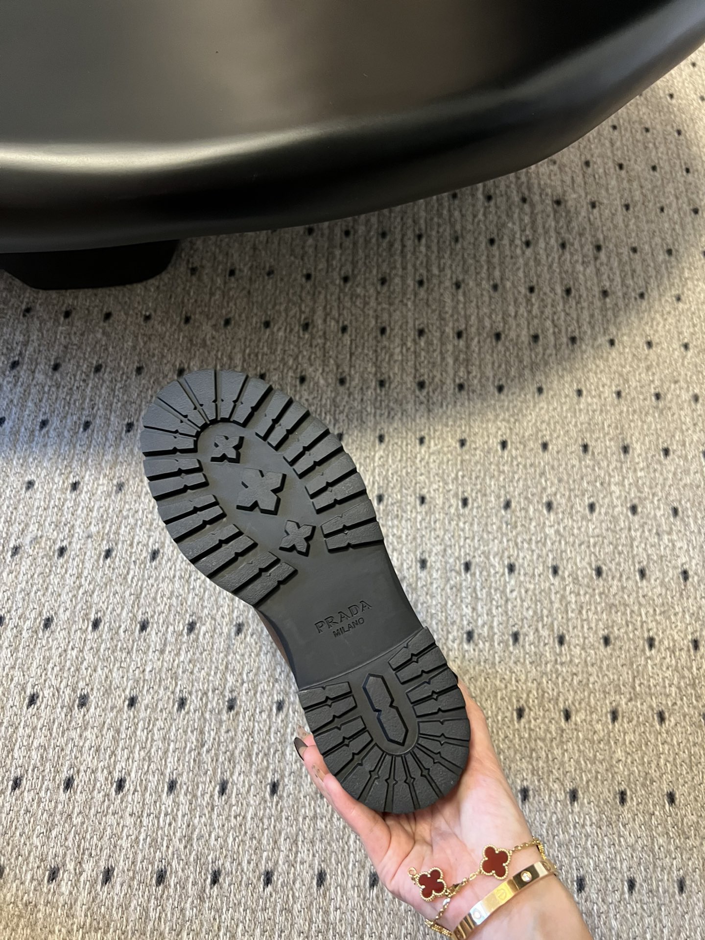 PRADA 프라다 플랫폼 레더 레이스업 앵클부츠 8