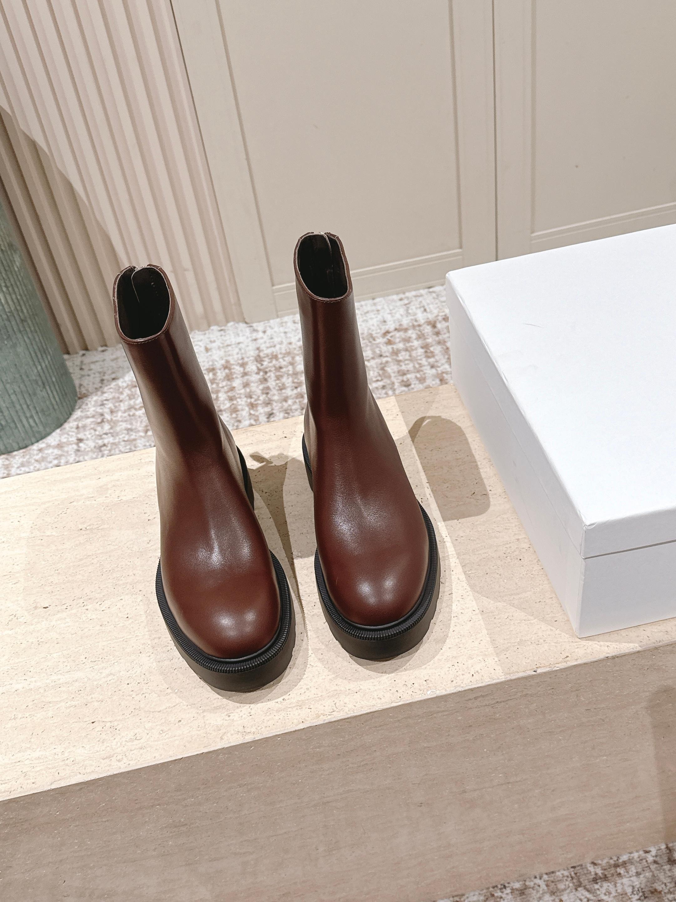 THE ROW 더로우 브라운 레더 앵클부츠 2