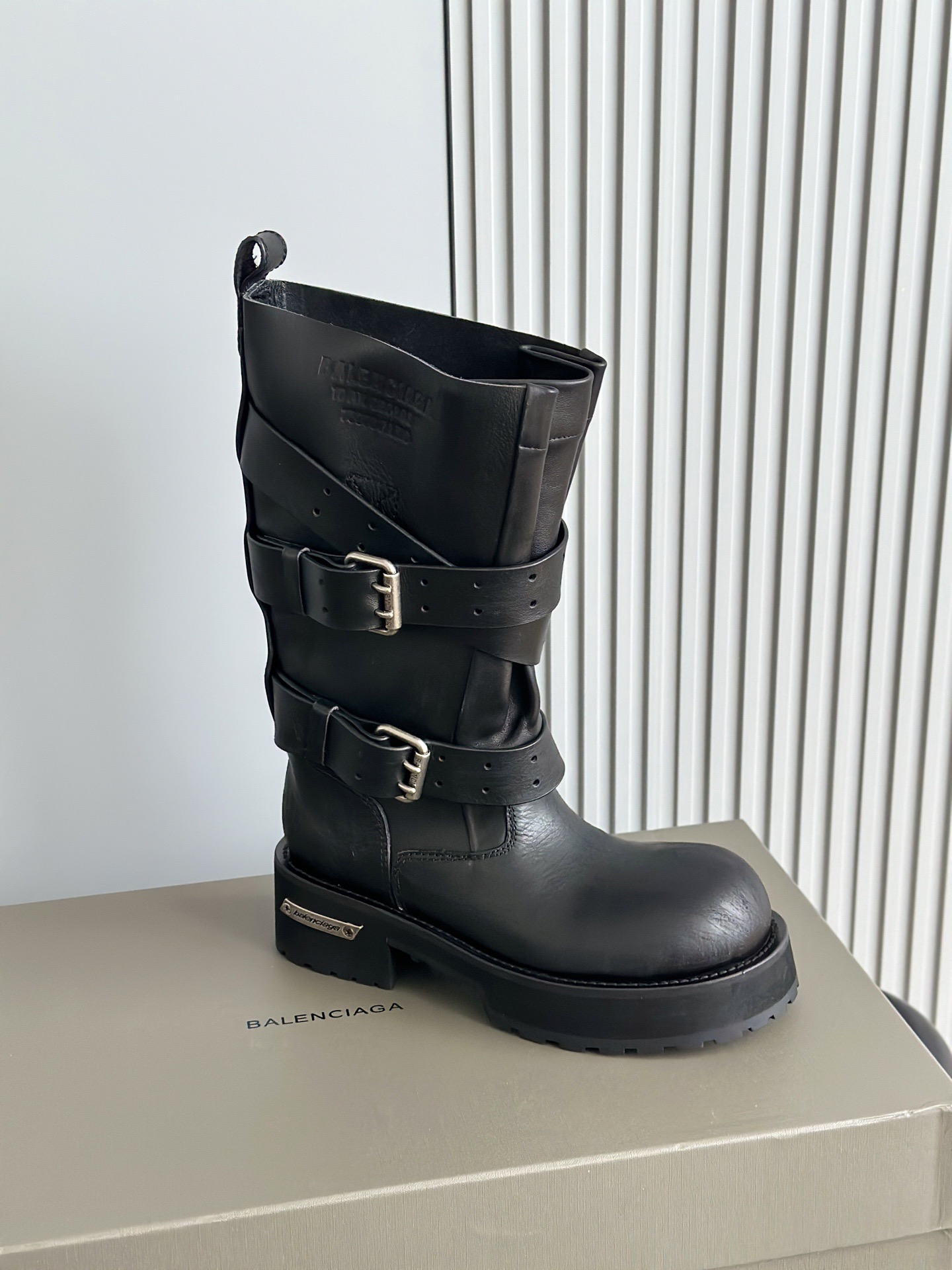 BALENCIAGA 발렌시아가 바이커 스트랩 레더 롱부츠 9