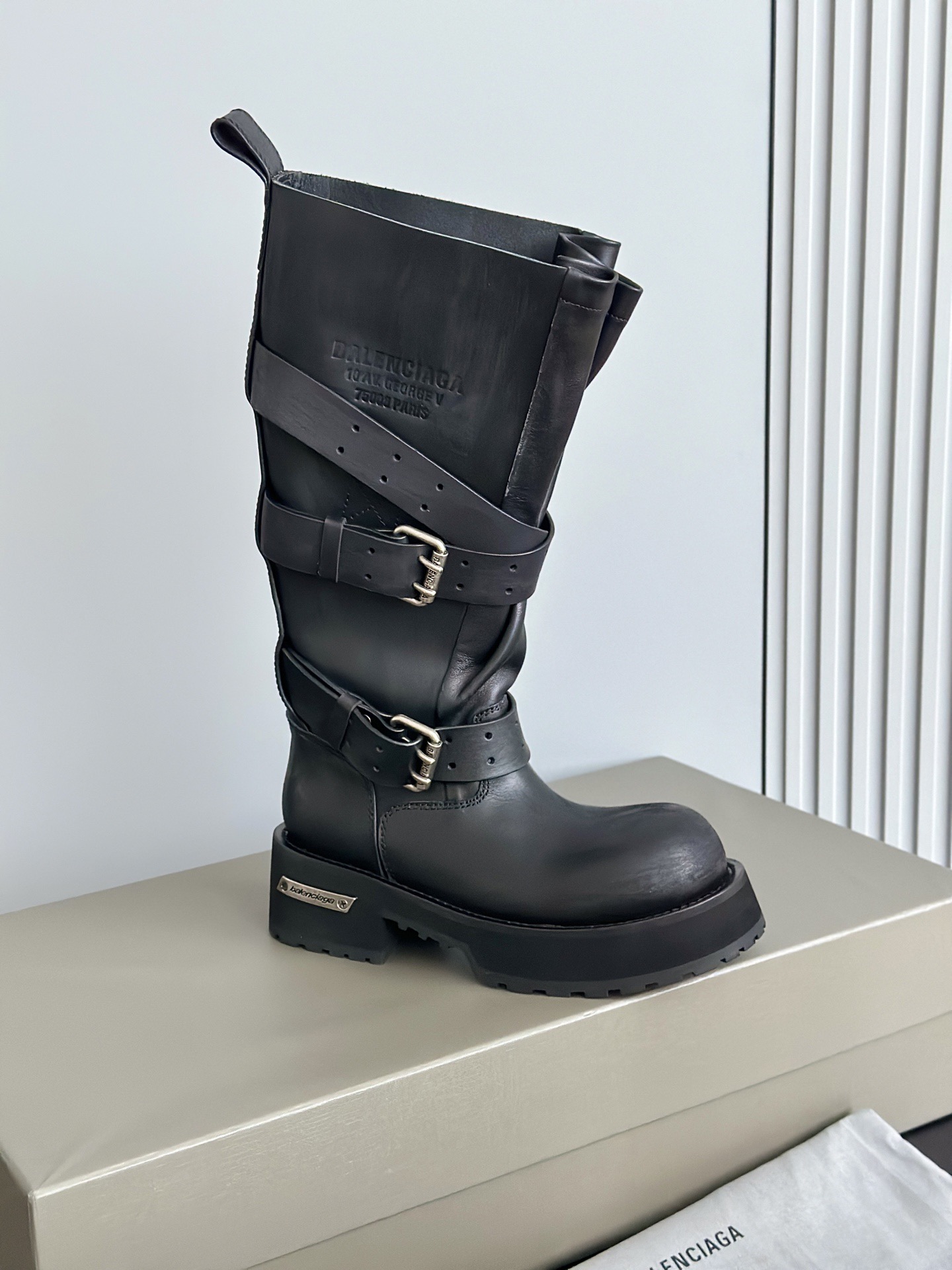 BALENCIAGA 발렌시아가 바이커 스트랩 레더 롱부츠 7
