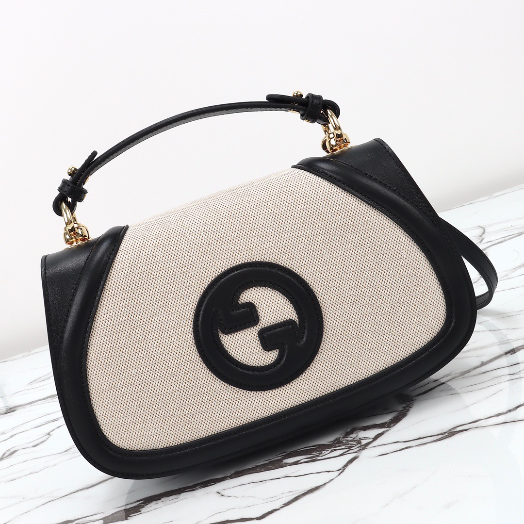 Gucci 구찌 인터로킹 G 캔버스 탑핸들 숄더백 블랙 레더 아이보리 815714 4