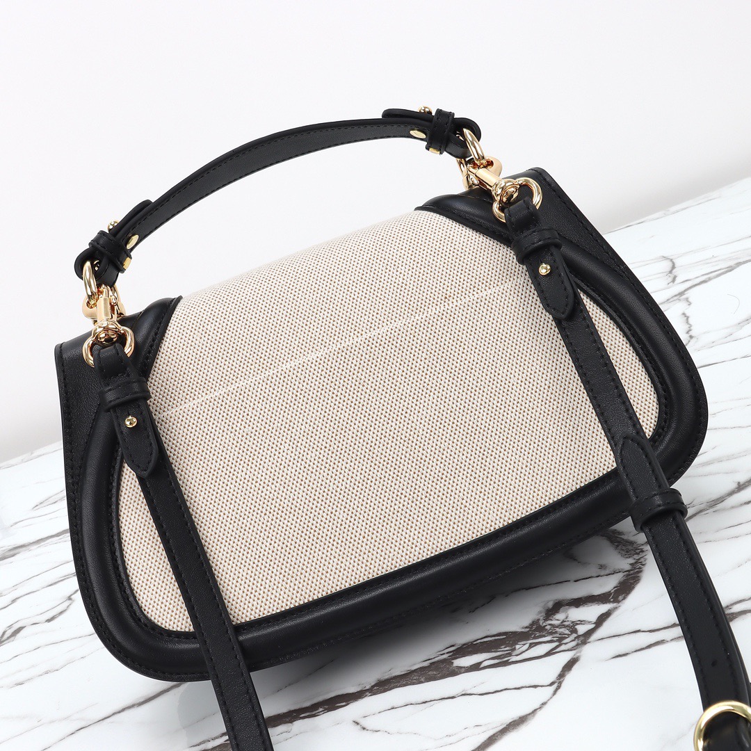 Gucci 구찌 인터로킹 G 캔버스 탑핸들 숄더백 블랙 레더 아이보리 815714 6