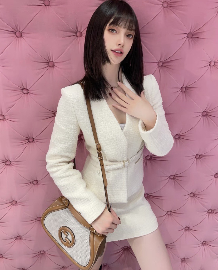 Gucci 구찌 인터로킹 G 캔버스 탑핸들 숄더백 블랙 레더 아이보리 815714 5