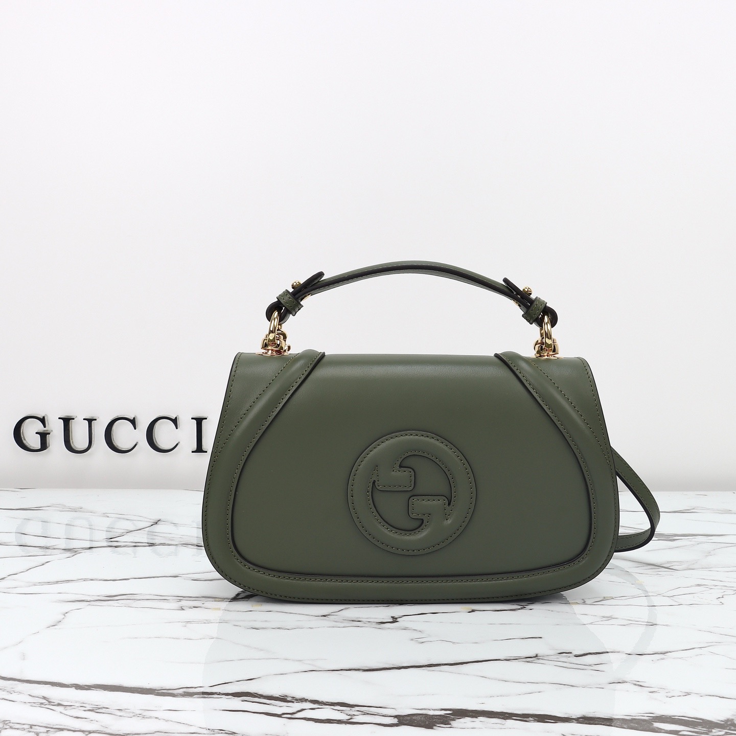 Gucci 구찌 인터로킹 G 캔버스 탑핸들 숄더백 블랙 레더 아이보리 815714 4