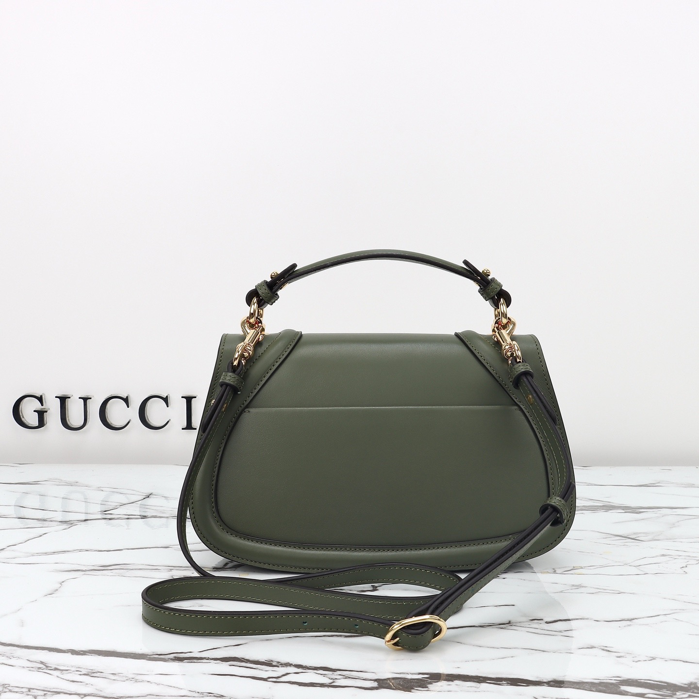 Gucci 구찌 인터로킹 G 캔버스 탑핸들 숄더백 블랙 레더 아이보리 815714 6