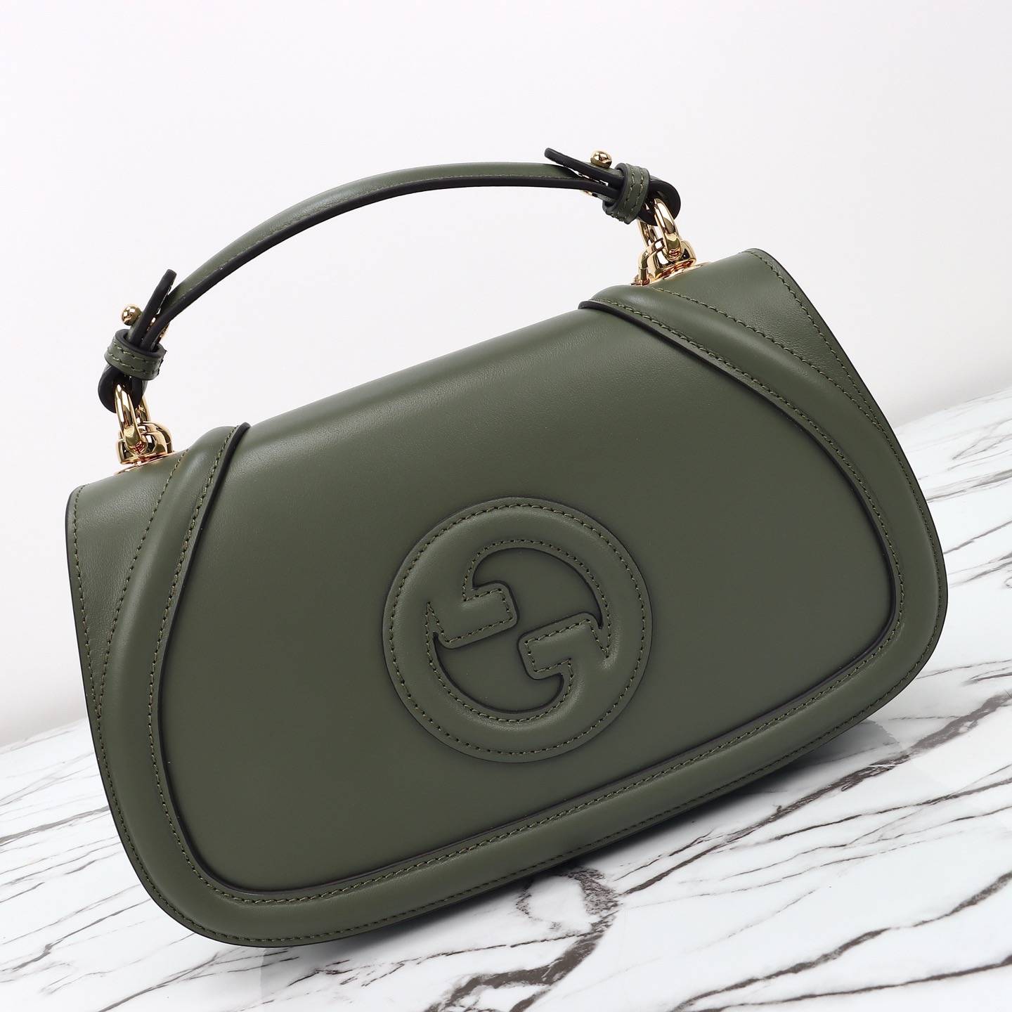 Gucci 구찌 인터로킹 G 캔버스 탑핸들 숄더백 블랙 레더 아이보리 815714 8