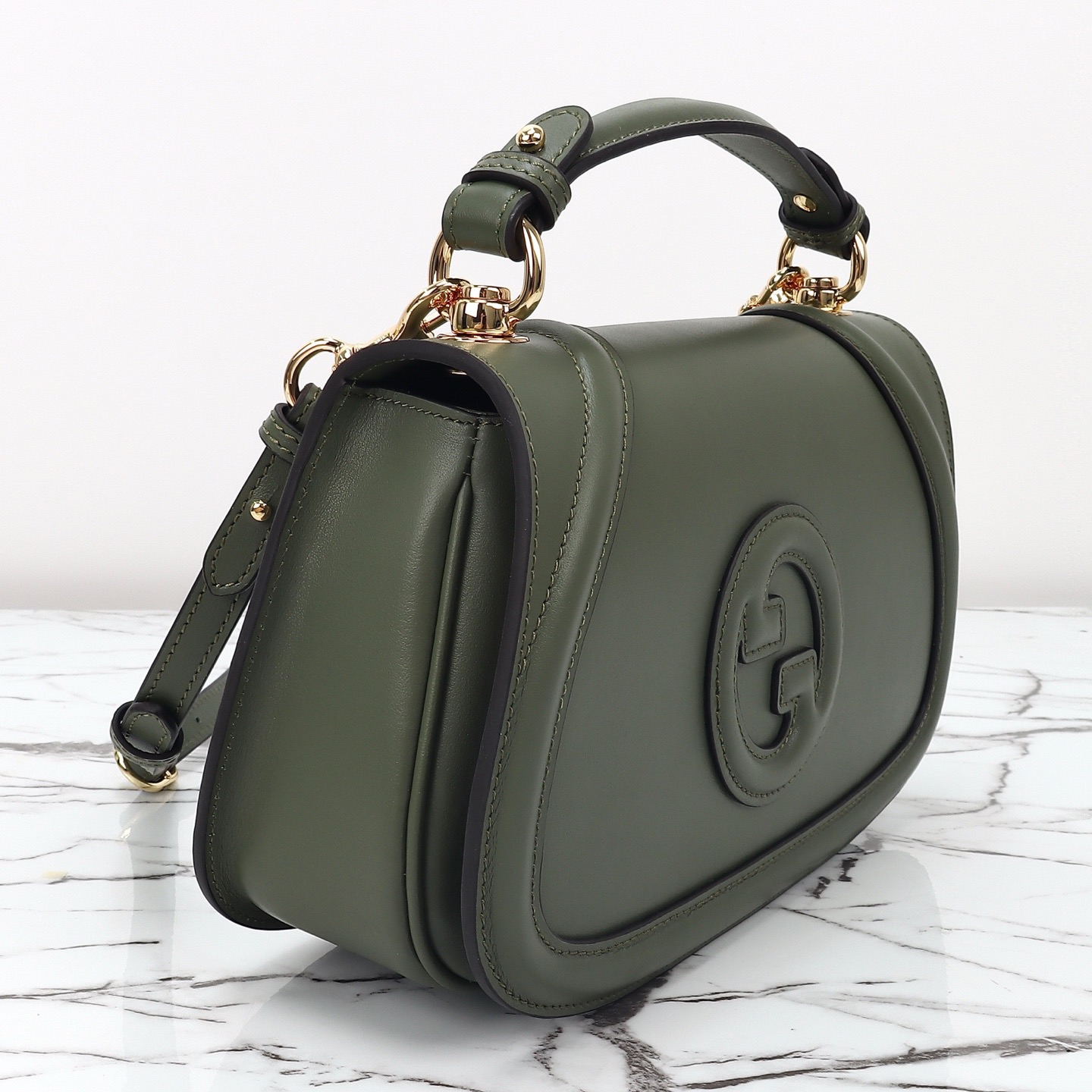 Gucci 구찌 인터로킹 G 캔버스 탑핸들 숄더백 블랙 레더 아이보리 815714 9