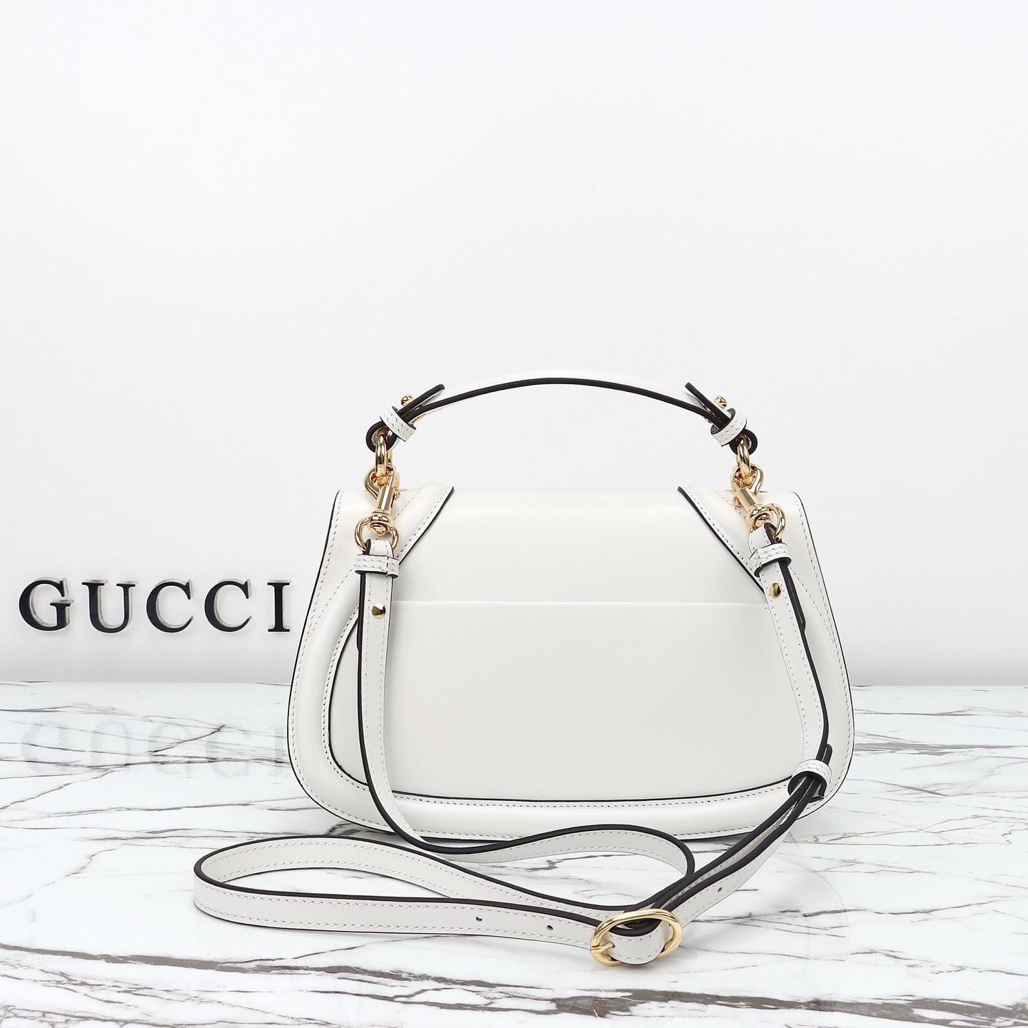 Gucci 구찌 인터로킹 G 캔버스 탑핸들 숄더백 블랙 레더 아이보리 815714 3