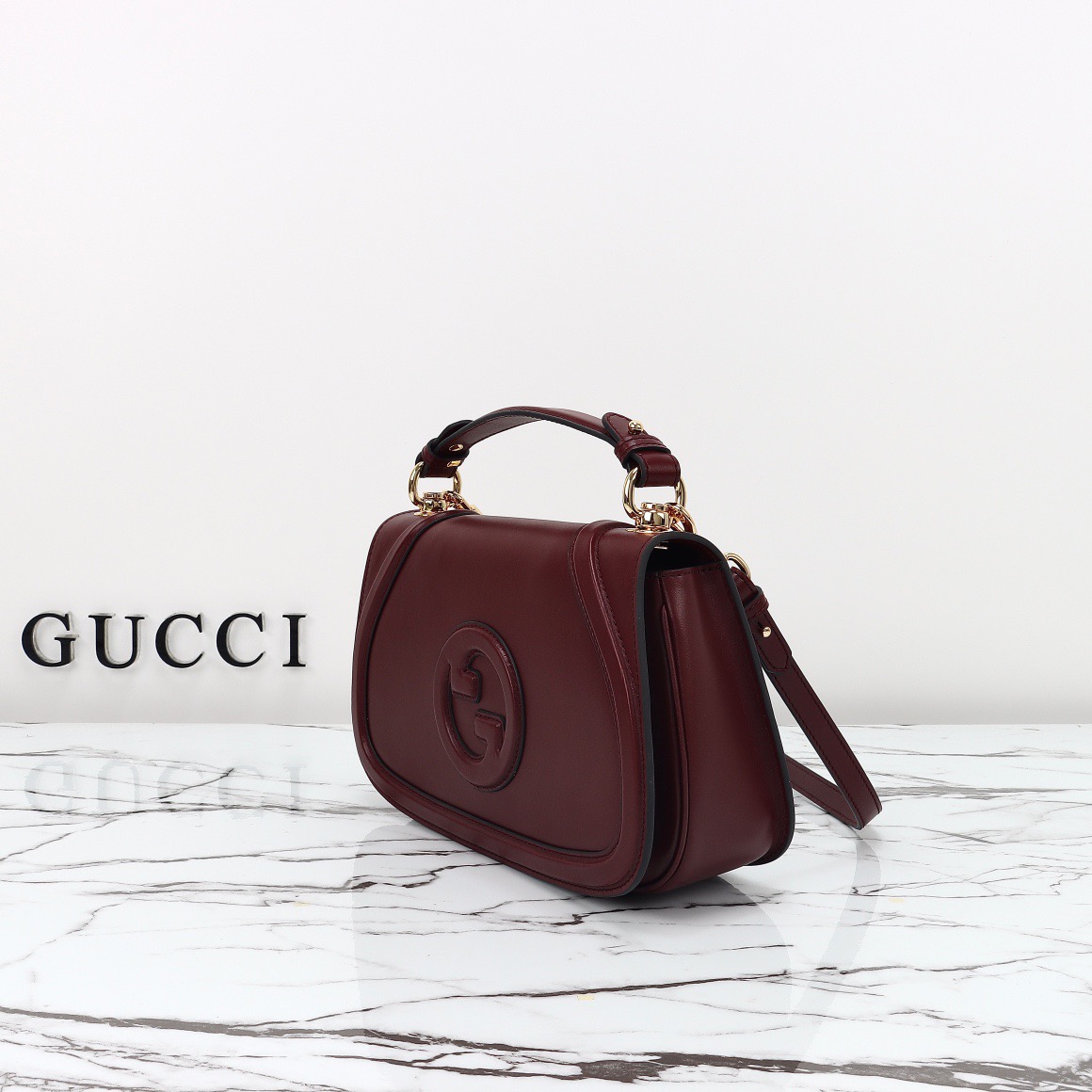 Gucci 구찌 인터로킹 G 캔버스 탑핸들 숄더백 블랙 레더 아이보리 815714 2