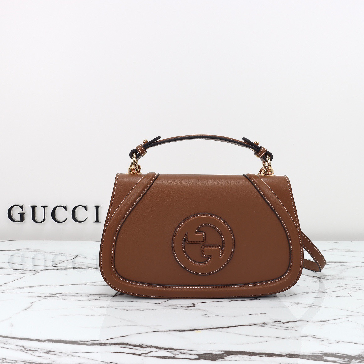 Gucci 구찌 인터로킹 G 캔버스 탑핸들 숄더백 블랙 레더 아이보리 815714 1