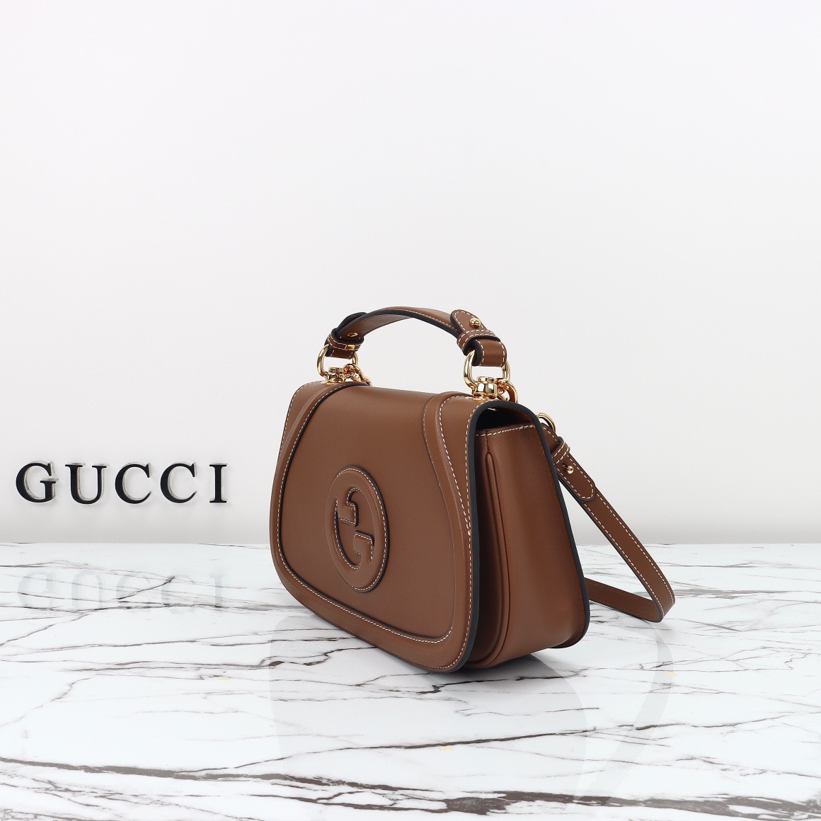 Gucci 구찌 인터로킹 G 캔버스 탑핸들 숄더백 블랙 레더 아이보리 815714 2