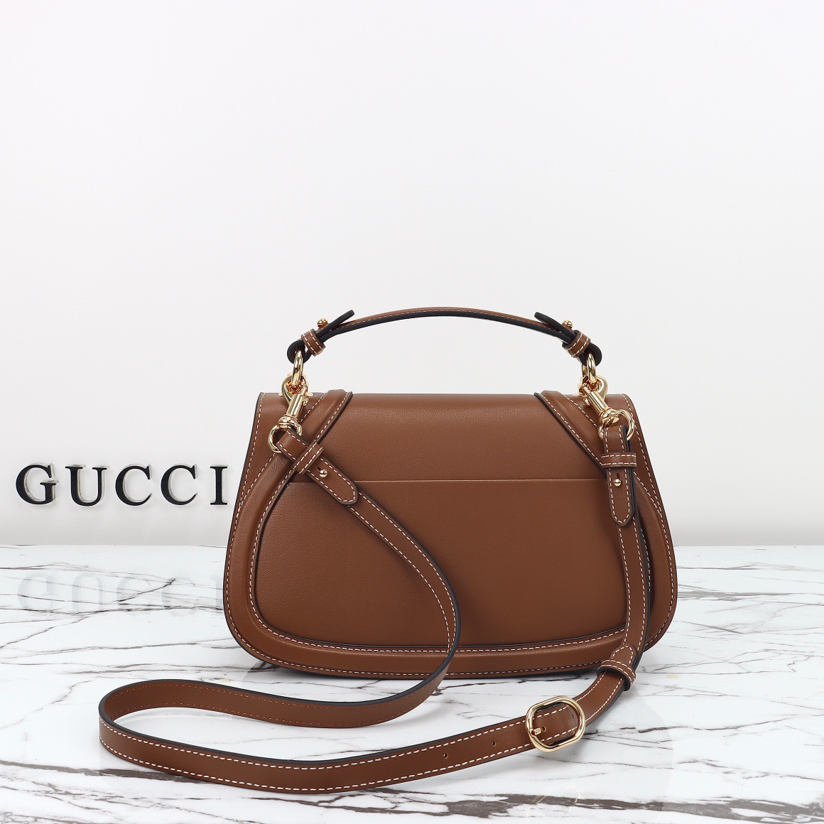 Gucci 구찌 인터로킹 G 캔버스 탑핸들 숄더백 블랙 레더 아이보리 815714 3