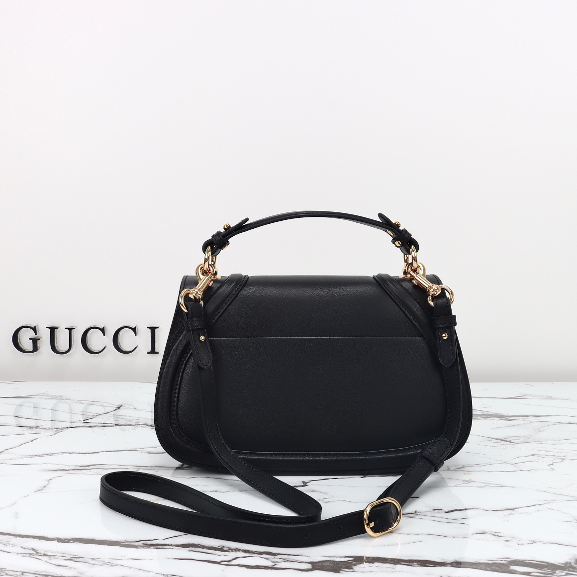 Gucci 구찌 인터로킹 G 캔버스 탑핸들 숄더백 블랙 레더 아이보리 815714 3