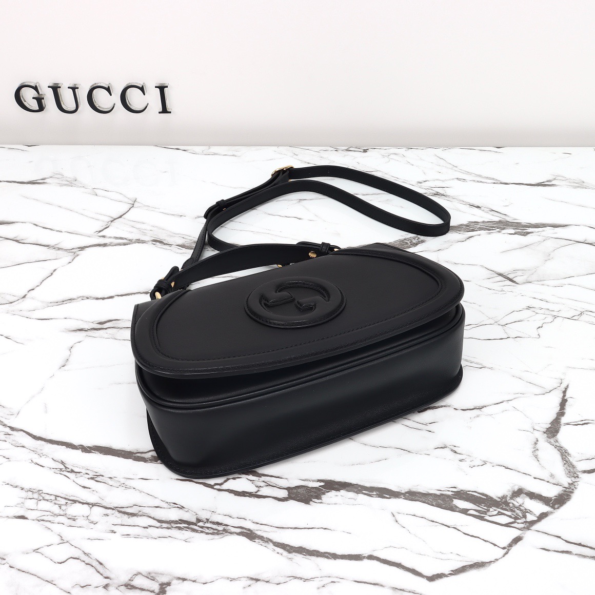 Gucci 구찌 인터로킹 G 캔버스 탑핸들 숄더백 블랙 레더 아이보리 815714 8
