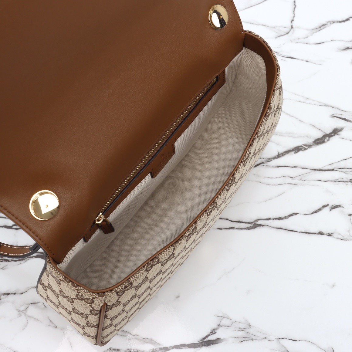 Gucci 구찌 815716 GG 수프림 캔버스 인터로킹 G 숄더백 브라운 레더 15