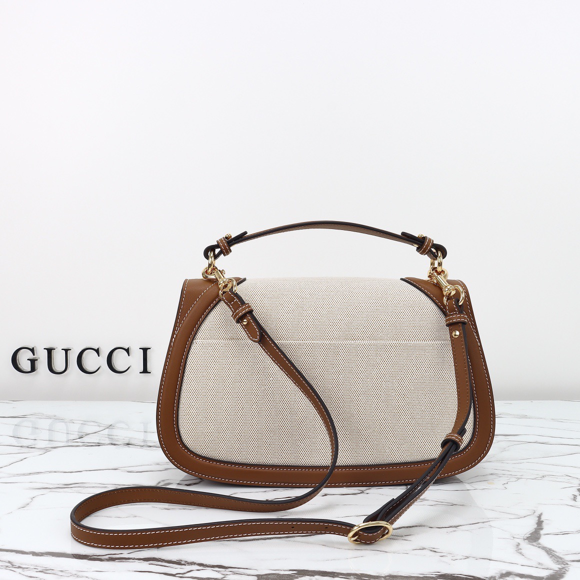 Gucci 구찌 815716 GG 수프림 캔버스 인터로킹 G 숄더백 브라운 레더 3