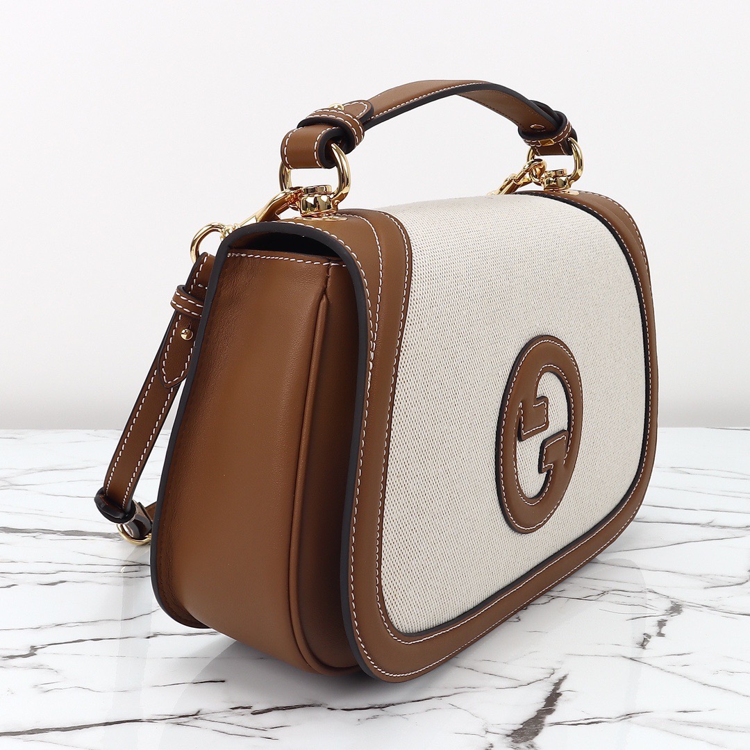 Gucci 구찌 815716 GG 수프림 캔버스 인터로킹 G 숄더백 브라운 레더 5