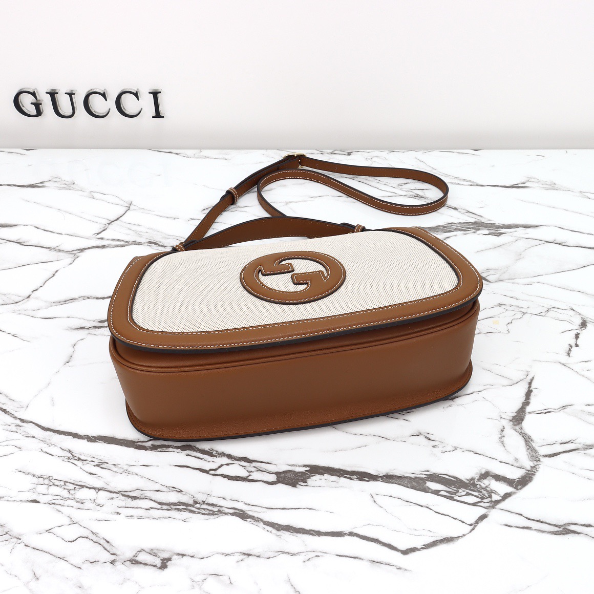 Gucci 구찌 815716 GG 수프림 캔버스 인터로킹 G 숄더백 브라운 레더 8