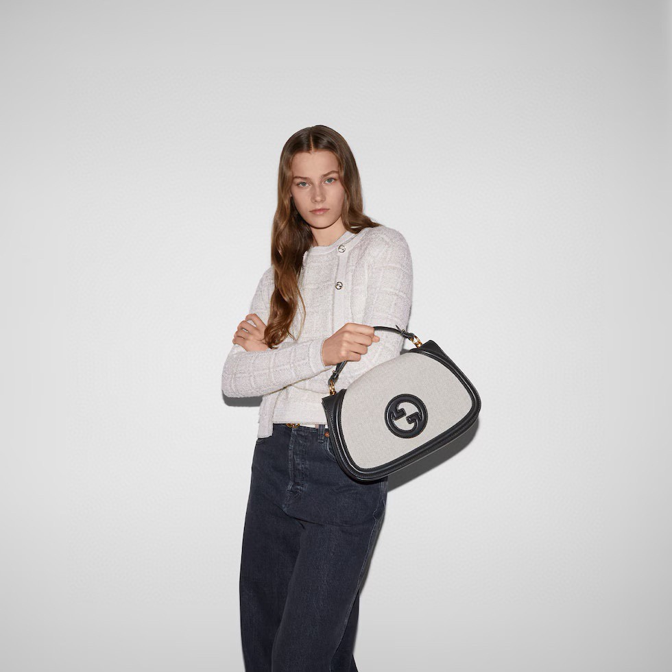 Gucci 구찌 815716 GG 수프림 캔버스 인터로킹 G 숄더백 브라운 레더 1