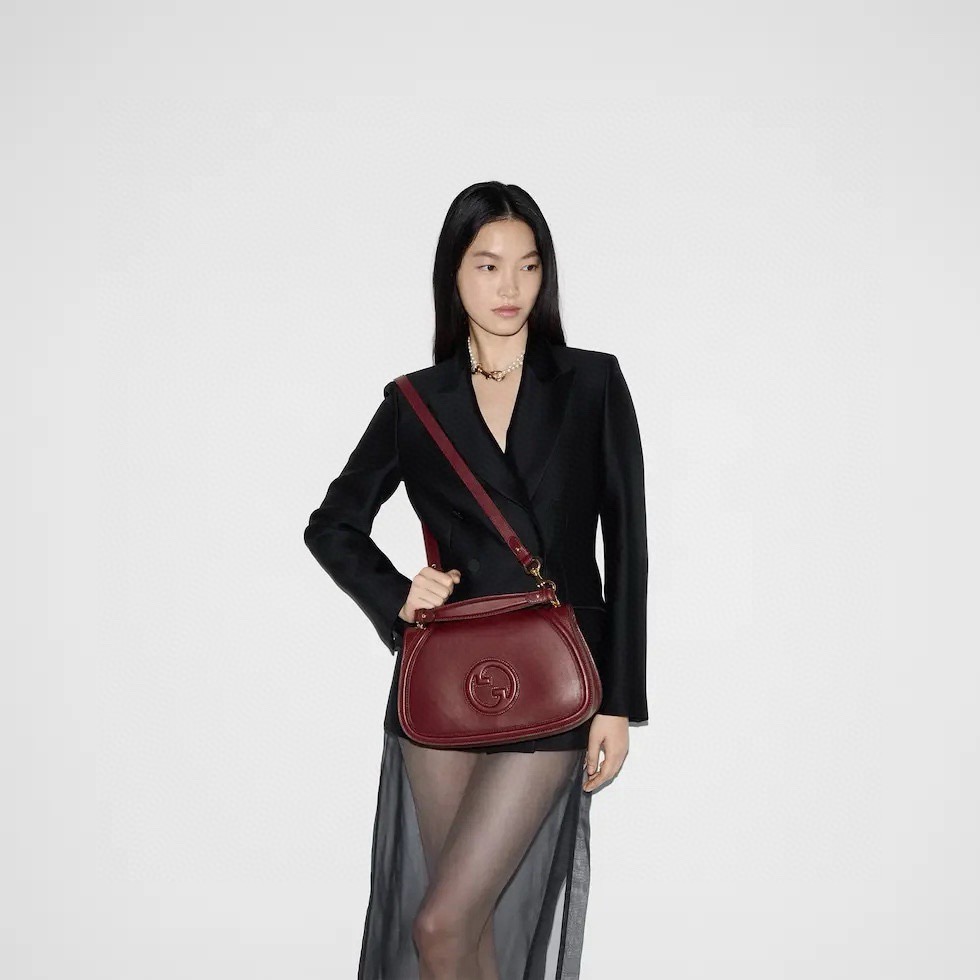 Gucci 구찌 815716 GG 수프림 캔버스 인터로킹 G 숄더백 브라운 레더 2