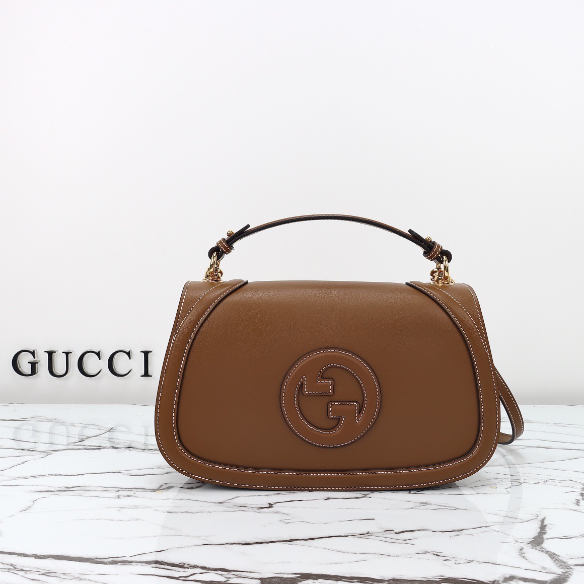 Gucci 구찌 815716 GG 수프림 캔버스 인터로킹 G 숄더백 브라운 레더 3