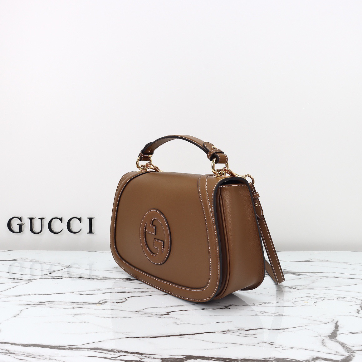 Gucci 구찌 815716 GG 수프림 캔버스 인터로킹 G 숄더백 브라운 레더 4