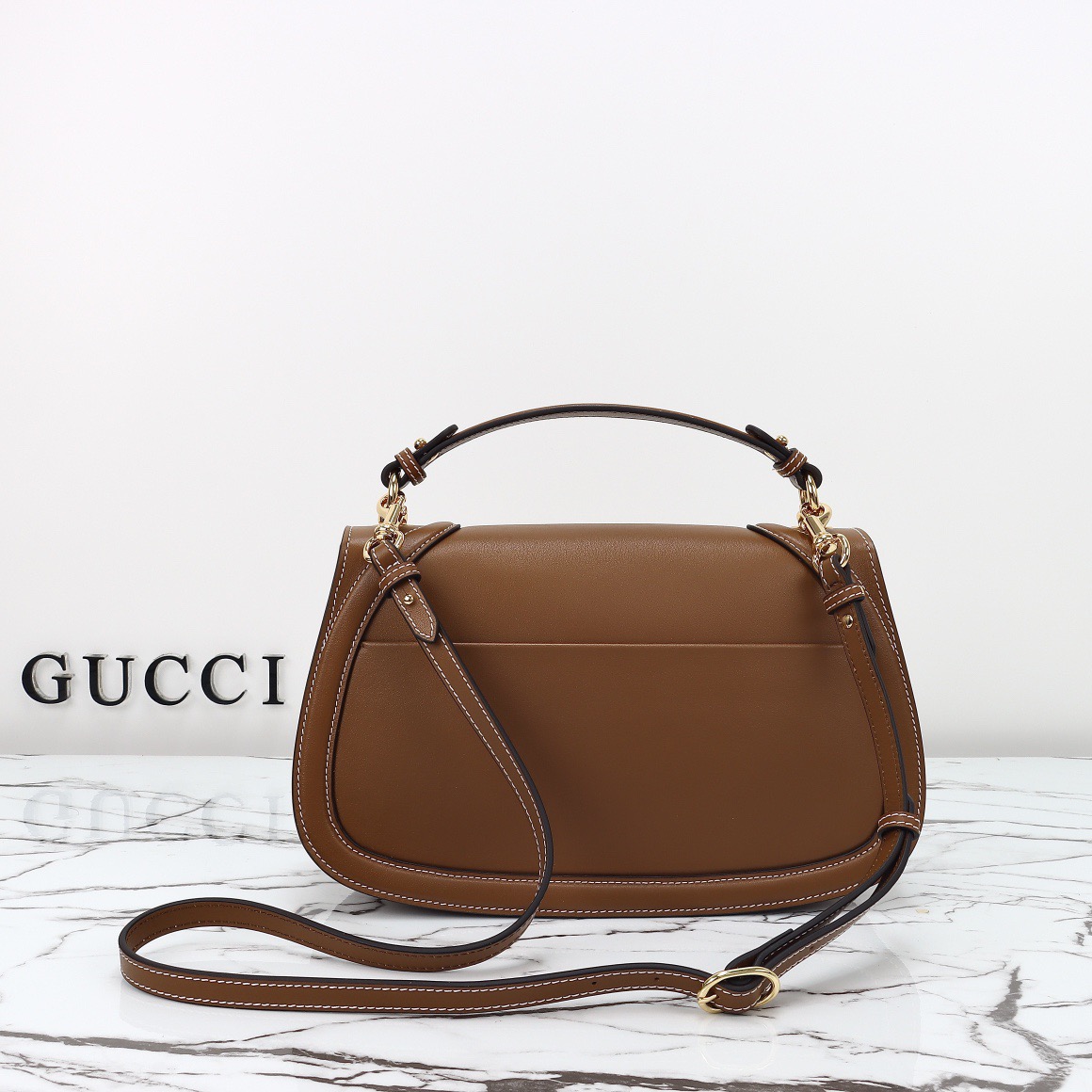 Gucci 구찌 815716 GG 수프림 캔버스 인터로킹 G 숄더백 브라운 레더 5