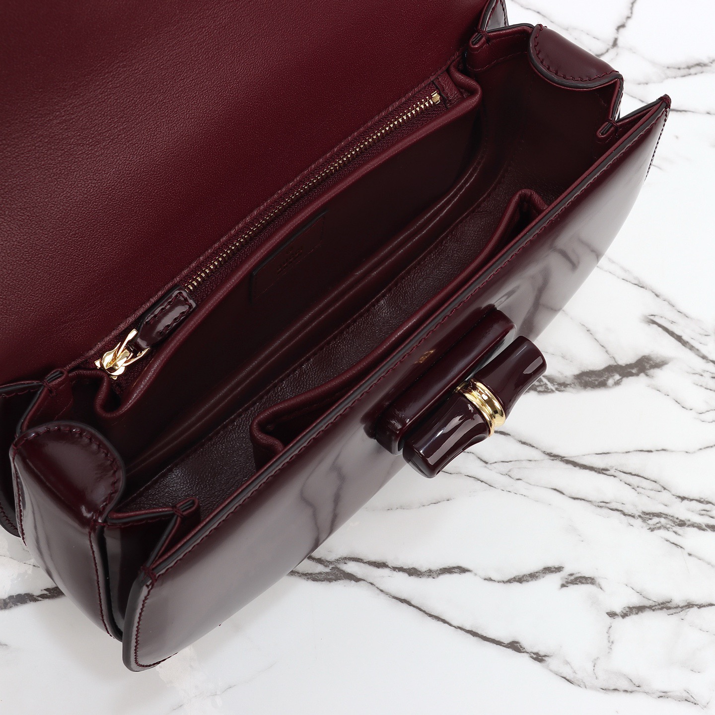 Gucci 구찌 뱀부 1947 탑핸들백 스무스 레더 화이트 블루 뱀부 핸들 골드 하드웨어 18