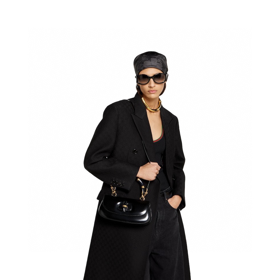 Gucci 구찌 뱀부 1947 탑핸들백 스무스 레더 화이트 블루 뱀부 핸들 골드 하드웨어 6