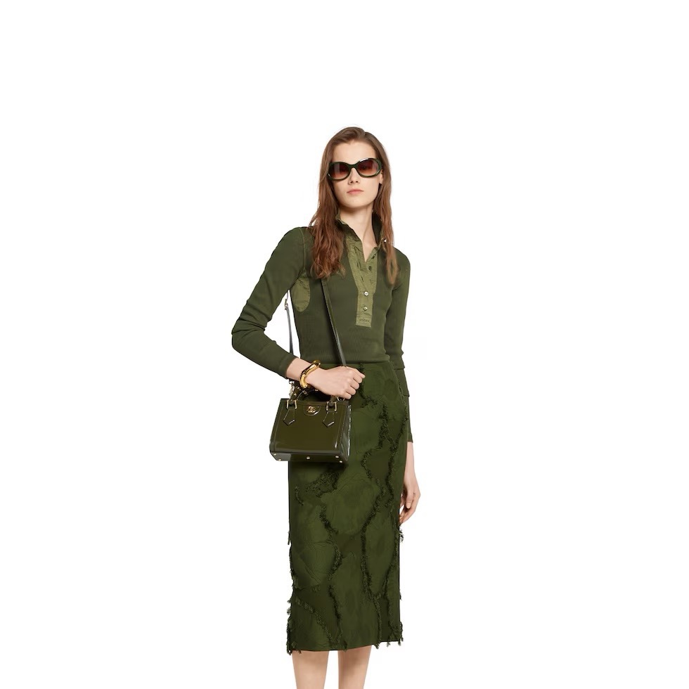 Gucci 구찌 뱀부 핸들 미니 토트백 페이턴트 레더 포레스트 그린 GHW 2