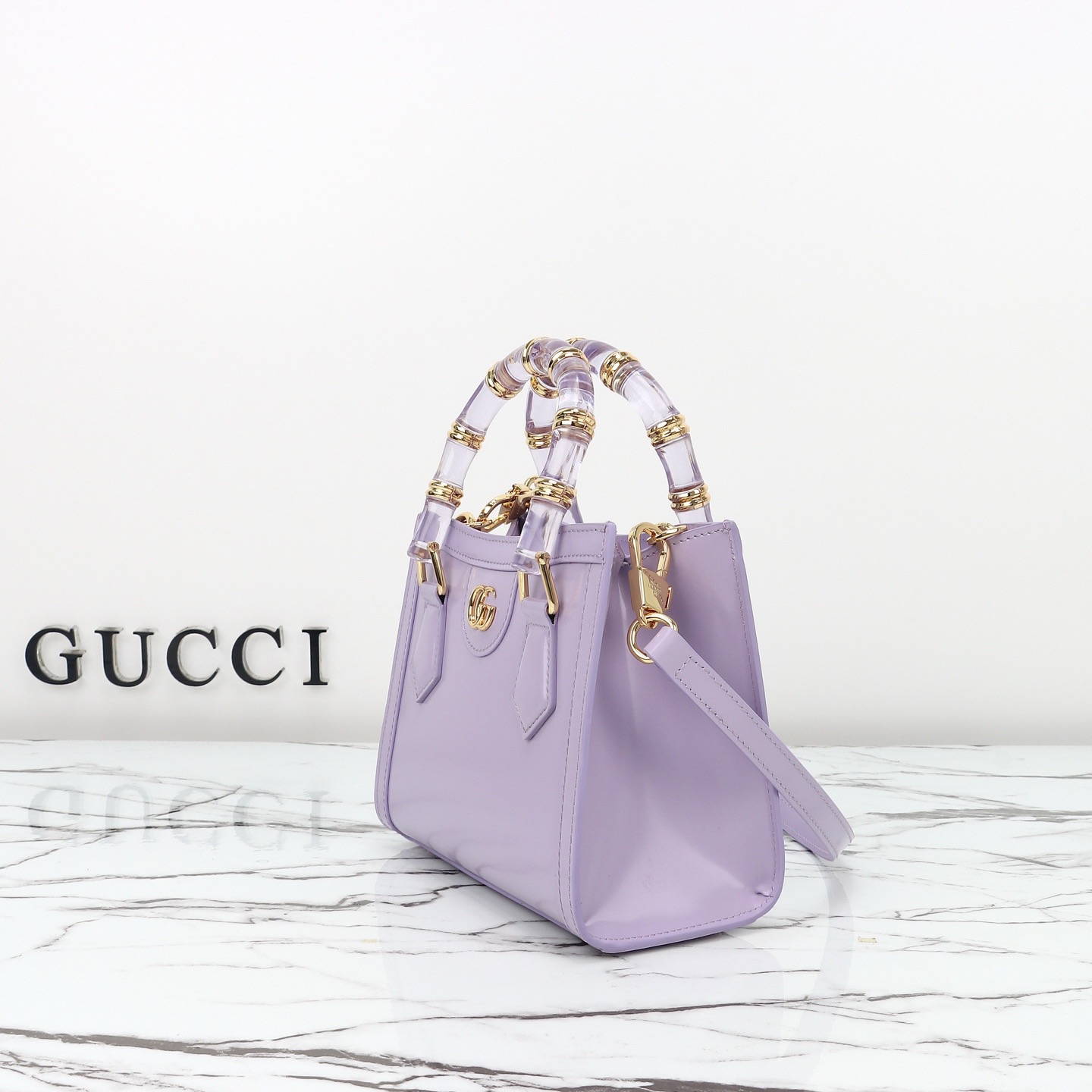 Gucci 구찌 뱀부 핸들 미니 토트백 페이턴트 레더 포레스트 그린 GHW 2