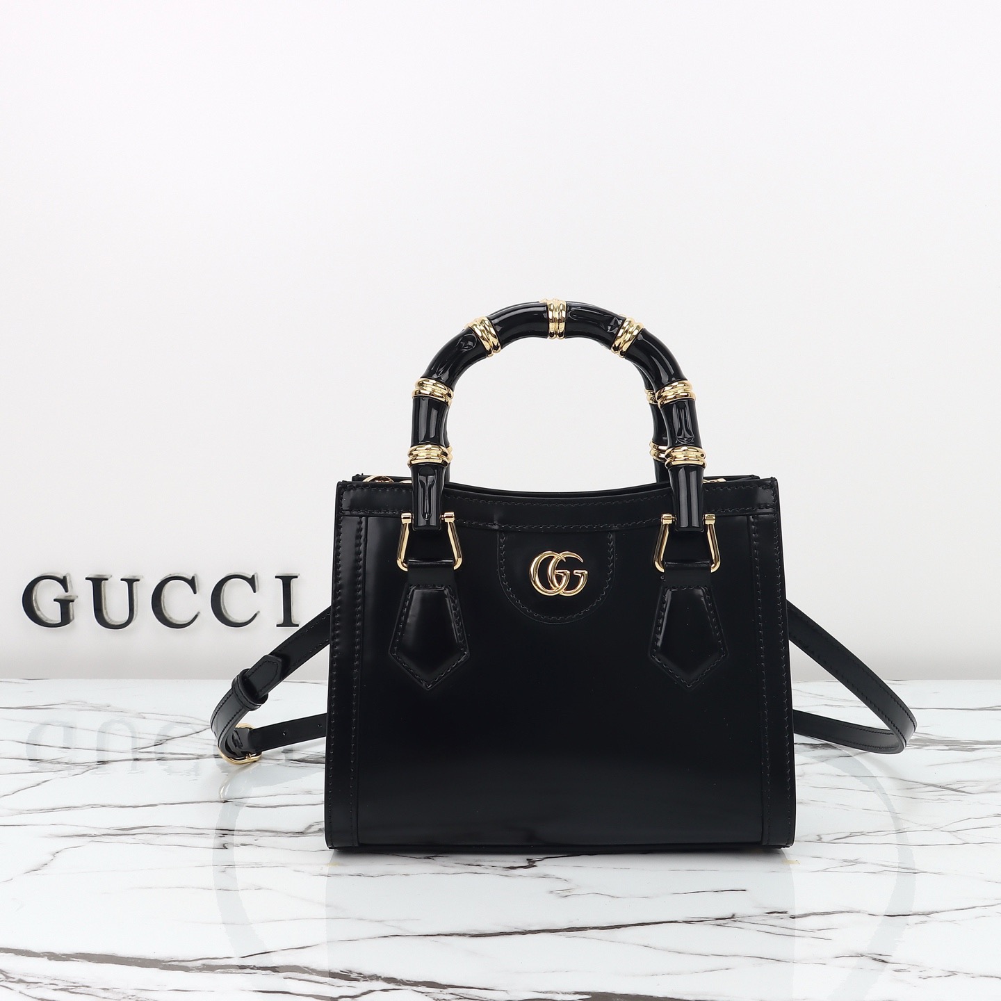 Gucci 구찌 뱀부 핸들 미니 토트백 페이턴트 레더 포레스트 그린 GHW 1