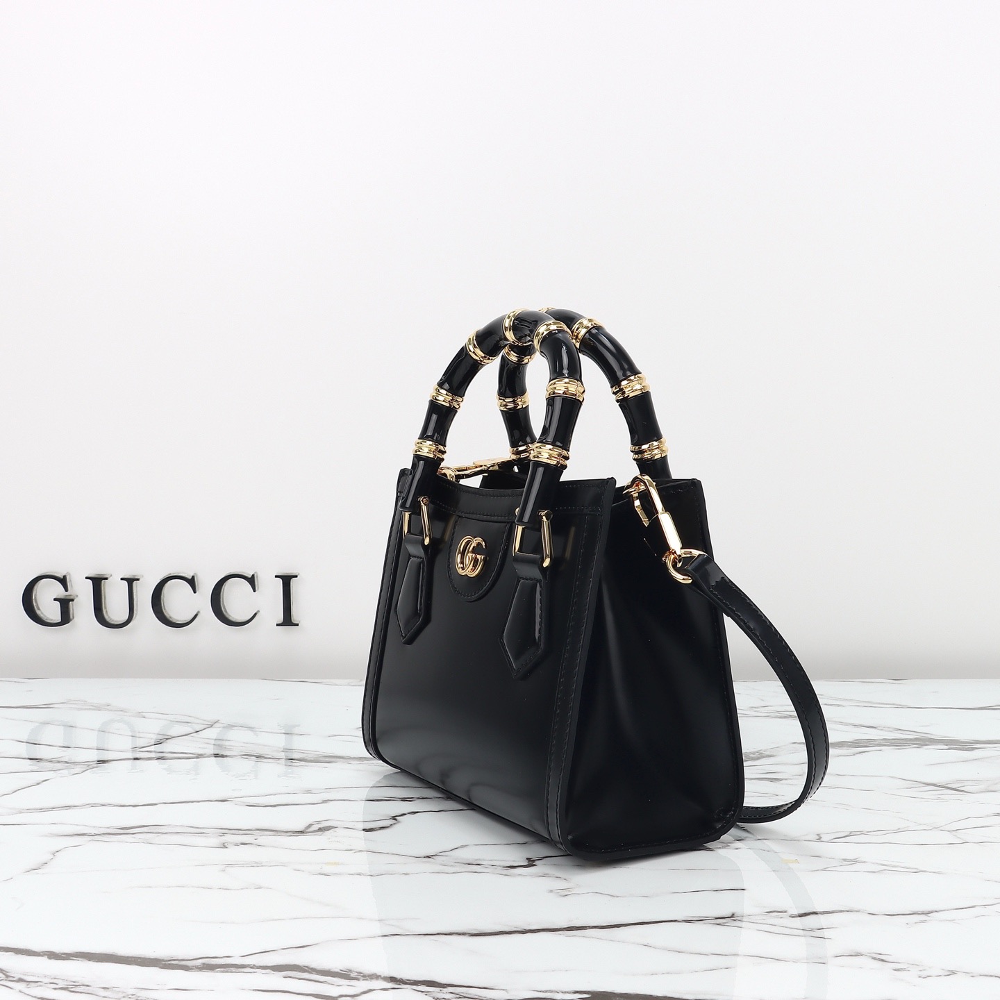 Gucci 구찌 뱀부 핸들 미니 토트백 페이턴트 레더 포레스트 그린 GHW 2