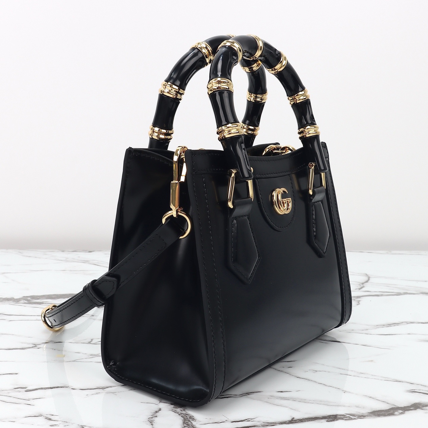 Gucci 구찌 뱀부 핸들 미니 토트백 페이턴트 레더 포레스트 그린 GHW 5