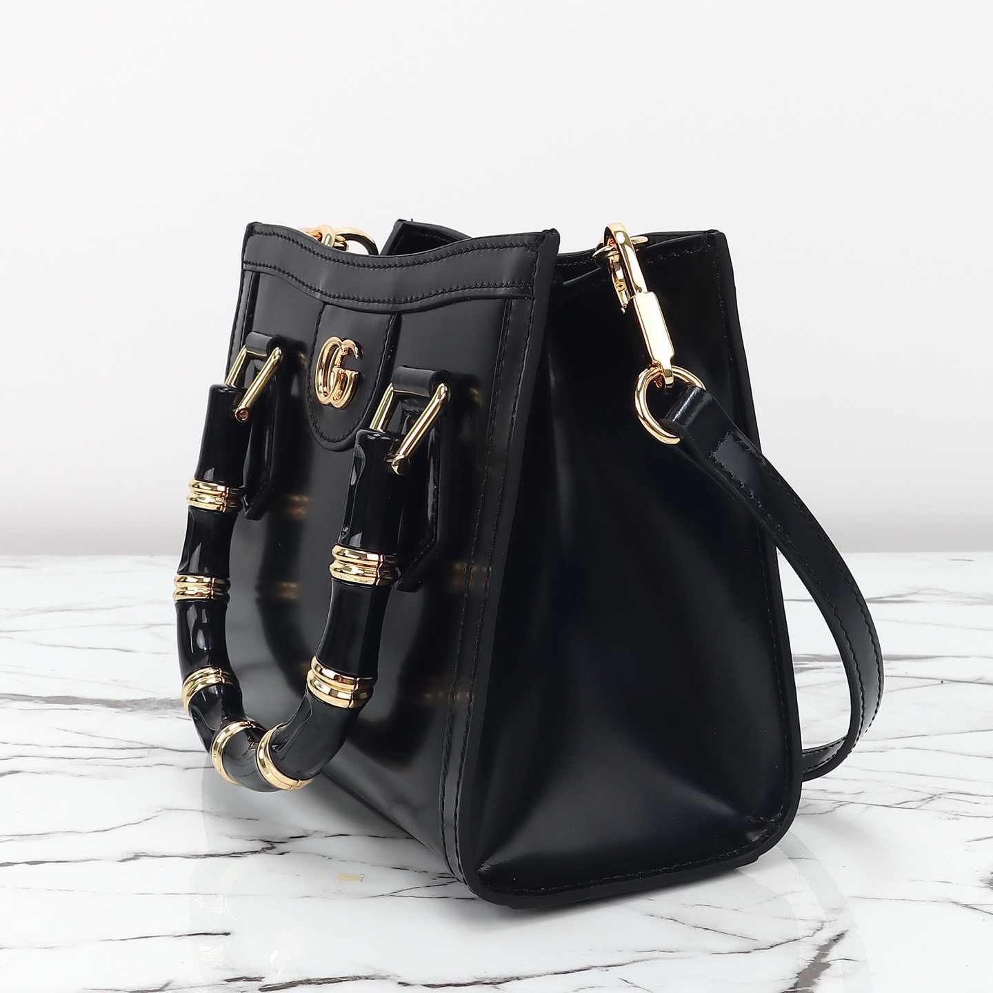 Gucci 구찌 뱀부 핸들 미니 토트백 페이턴트 레더 포레스트 그린 GHW 6