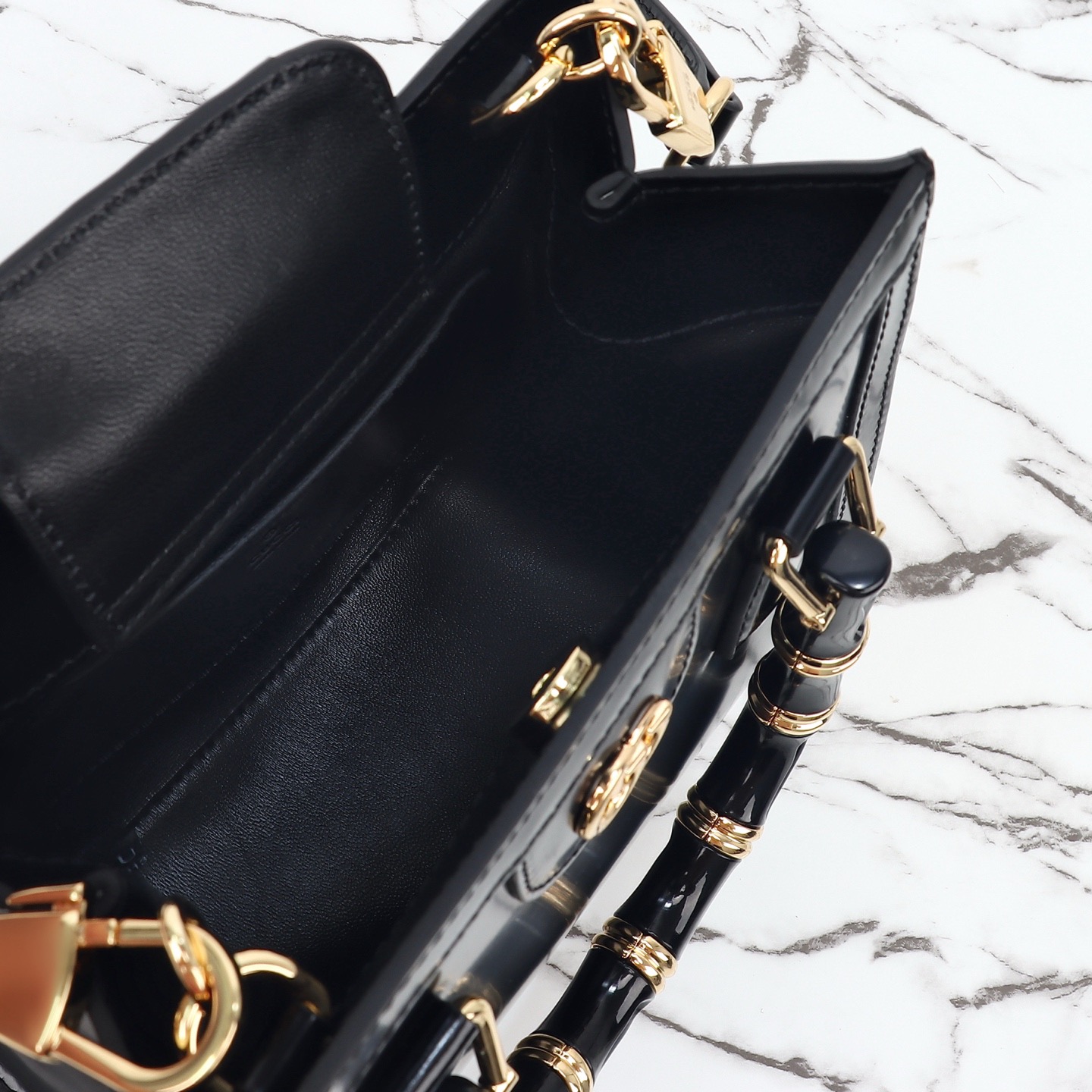 Gucci 구찌 뱀부 핸들 미니 토트백 페이턴트 레더 포레스트 그린 GHW 9