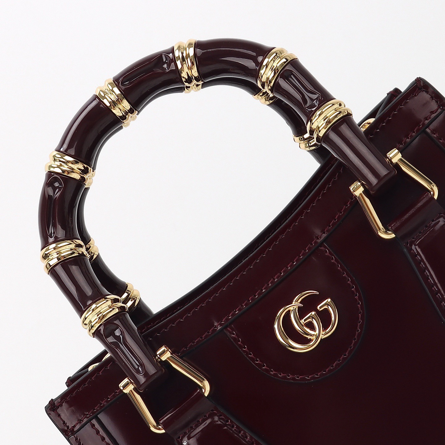 Gucci 구찌 뱀부 핸들 미니 토트백 페이턴트 레더 포레스트 그린 GHW 4