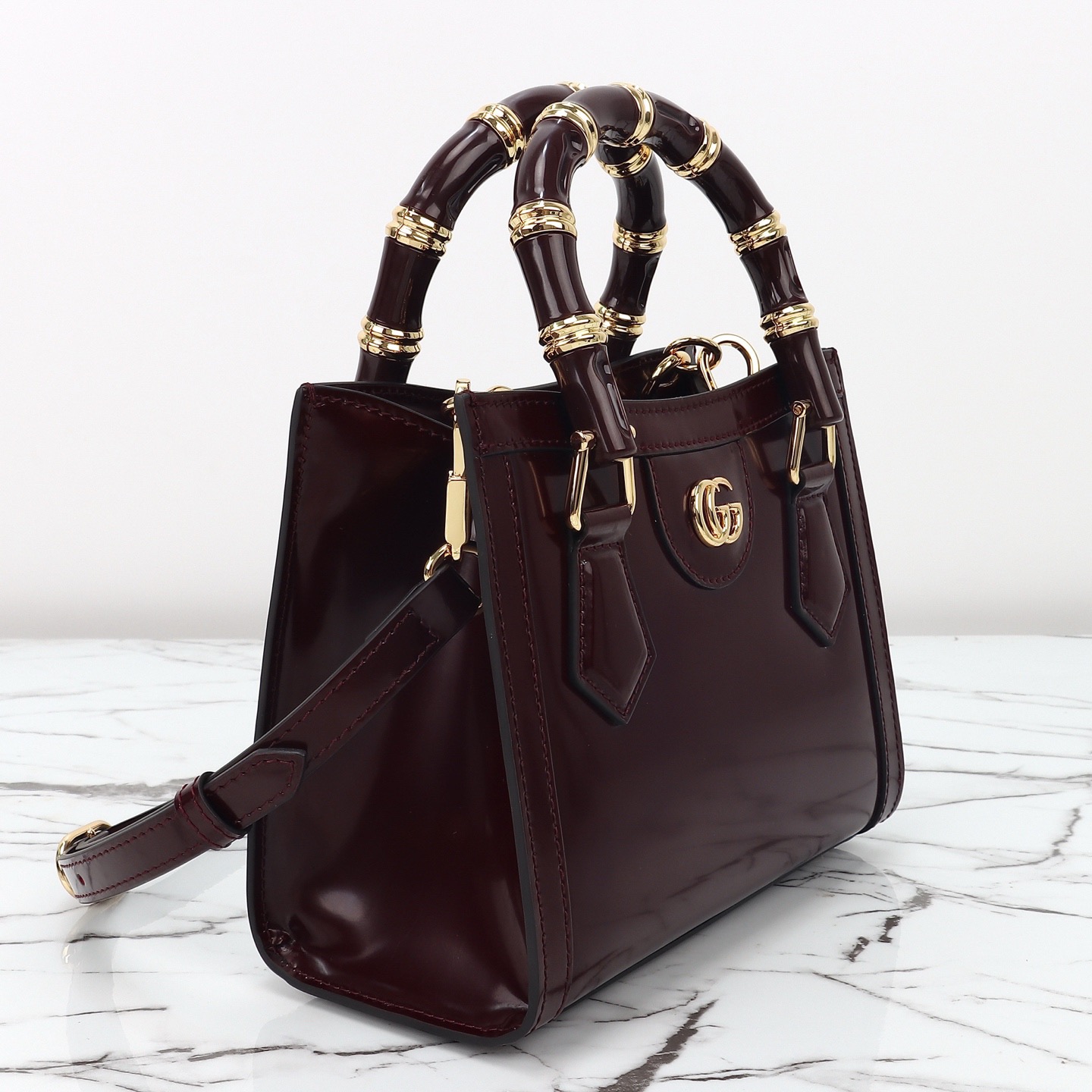 Gucci 구찌 뱀부 핸들 미니 토트백 페이턴트 레더 포레스트 그린 GHW 5