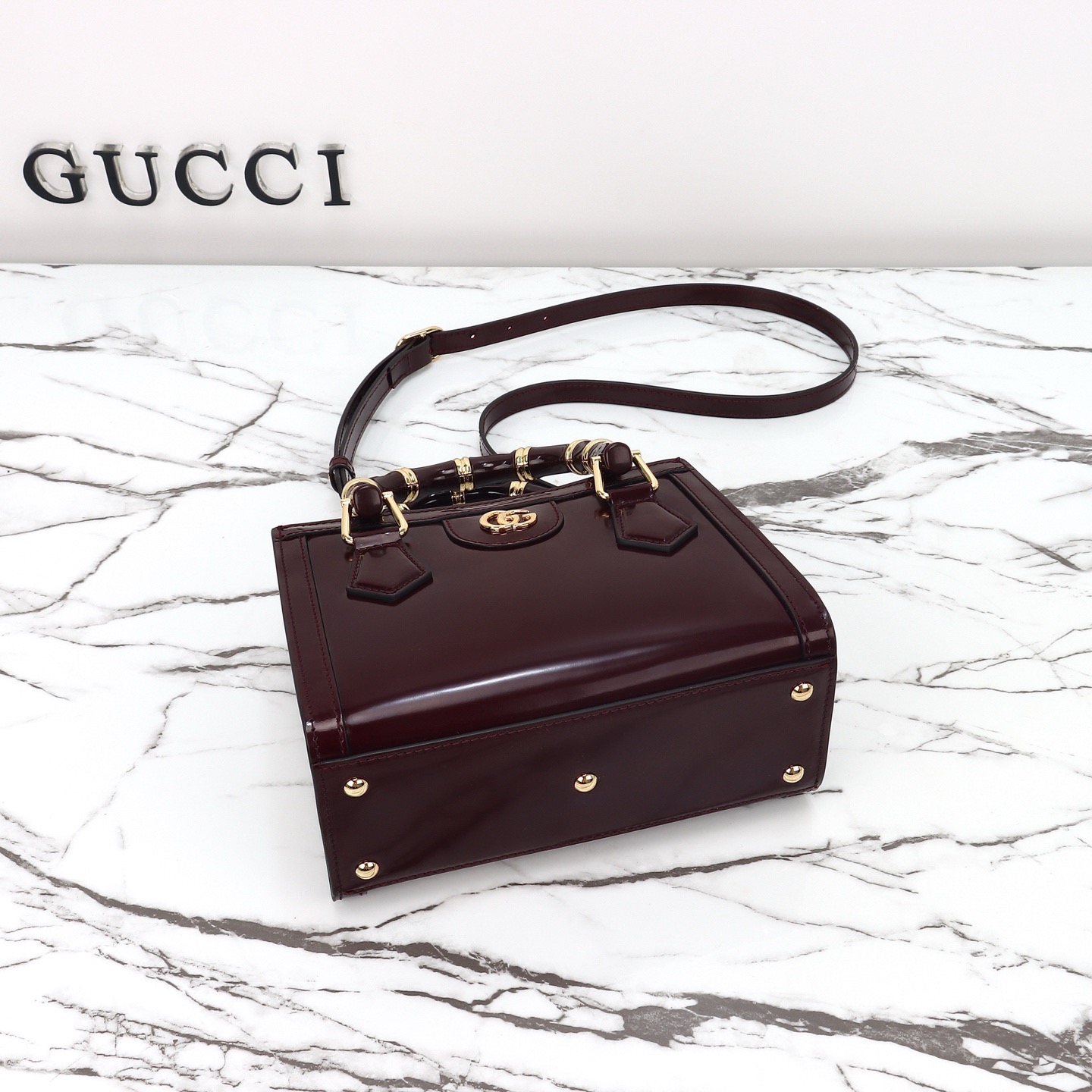 Gucci 구찌 뱀부 핸들 미니 토트백 페이턴트 레더 포레스트 그린 GHW 8