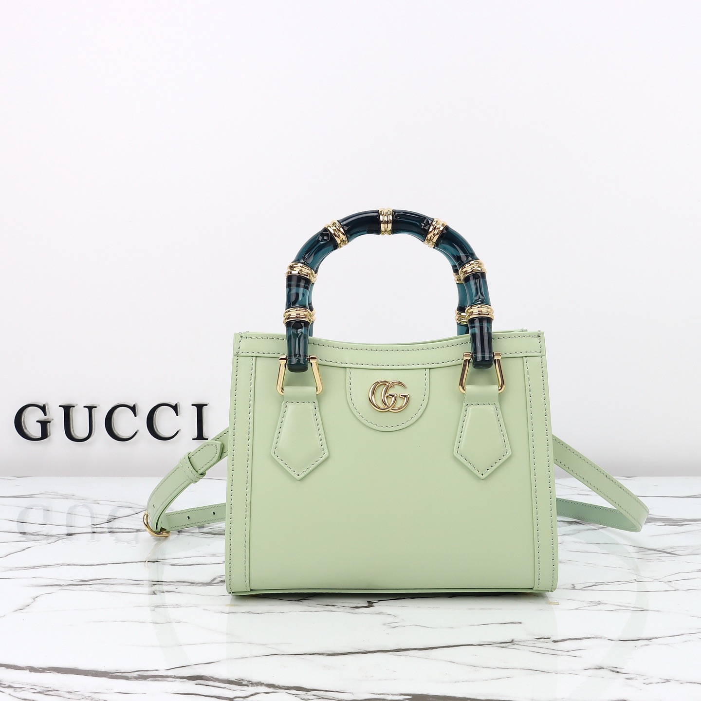 Gucci 구찌 뱀부 핸들 미니 토트백 페이턴트 레더 포레스트 그린 GHW 1