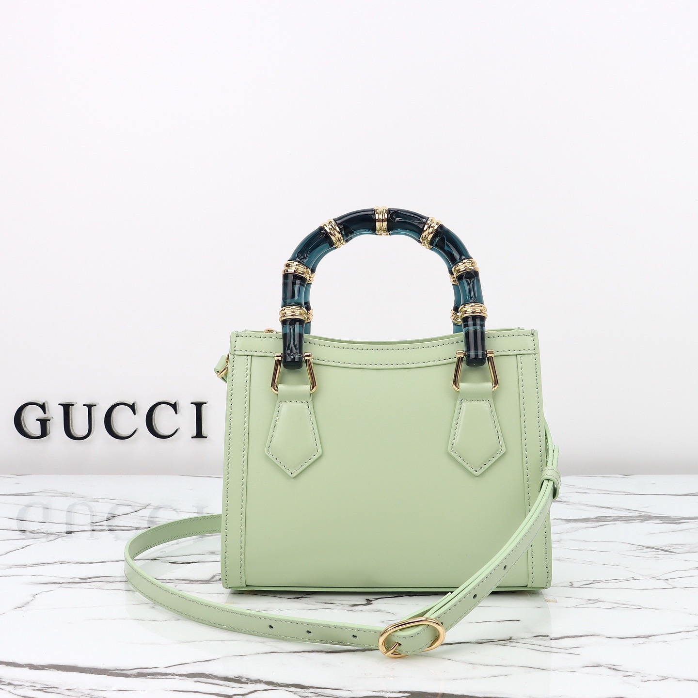 Gucci 구찌 뱀부 핸들 미니 토트백 페이턴트 레더 포레스트 그린 GHW 3