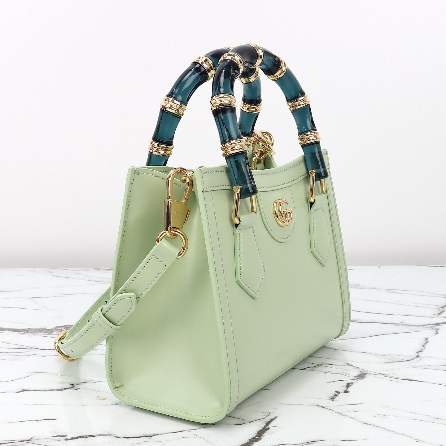 Gucci 구찌 뱀부 핸들 미니 토트백 페이턴트 레더 포레스트 그린 GHW 4