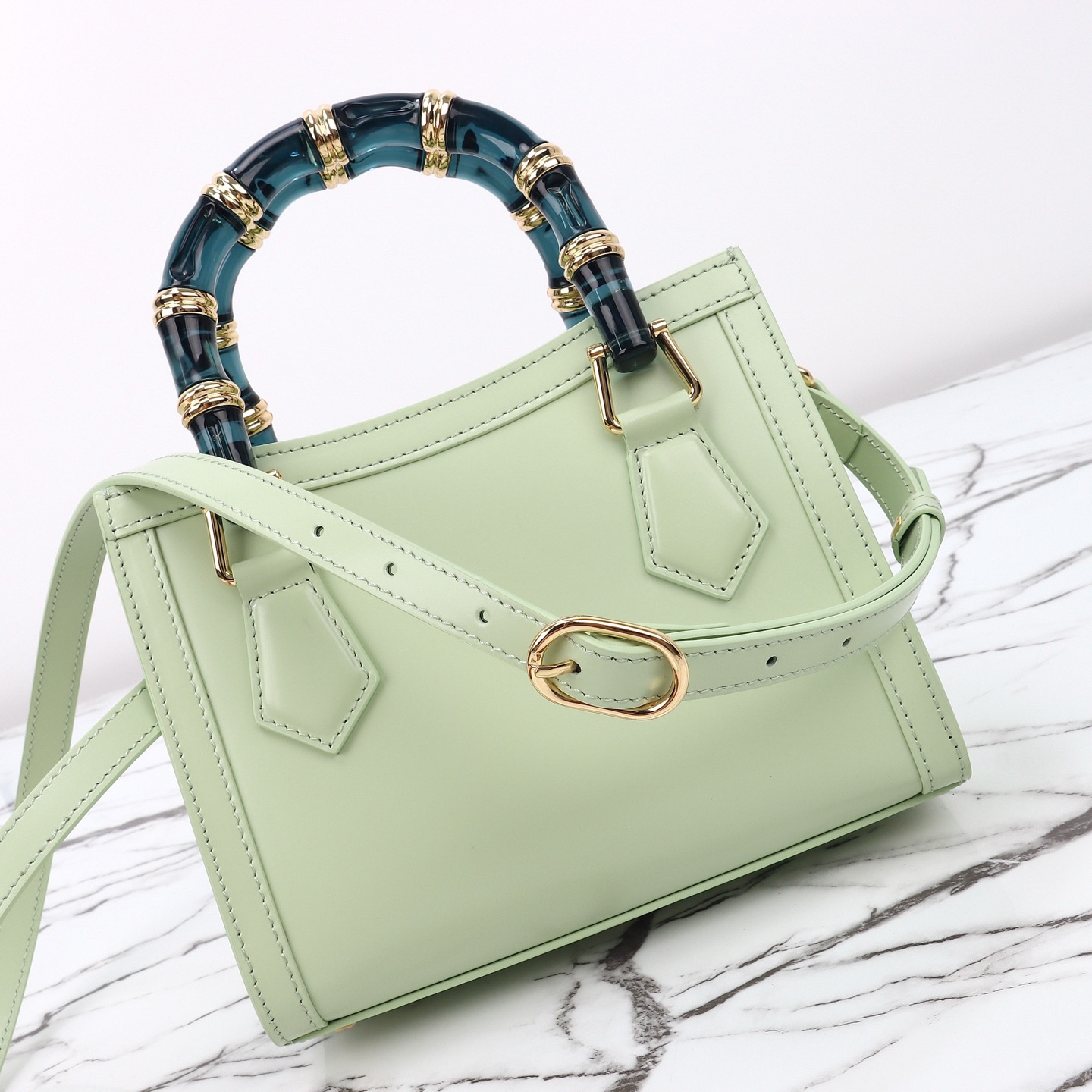 Gucci 구찌 뱀부 핸들 미니 토트백 페이턴트 레더 포레스트 그린 GHW 6